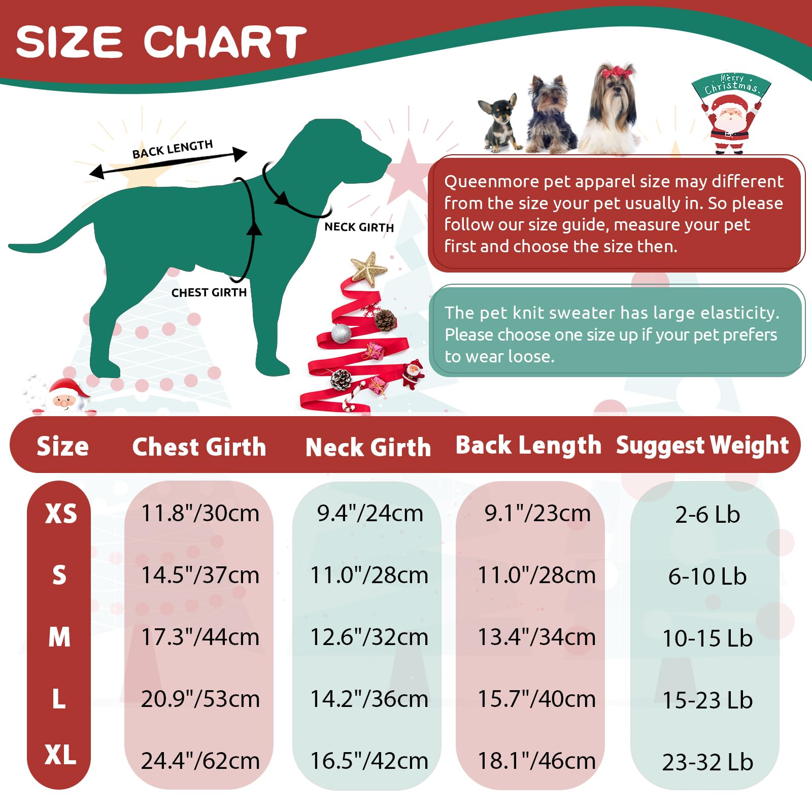 Queenmore Christmas Sweater, Knitted Pullover Turtleneck Outfit For Dogs, Warm Clothes For Small Boys Or Girls Xs