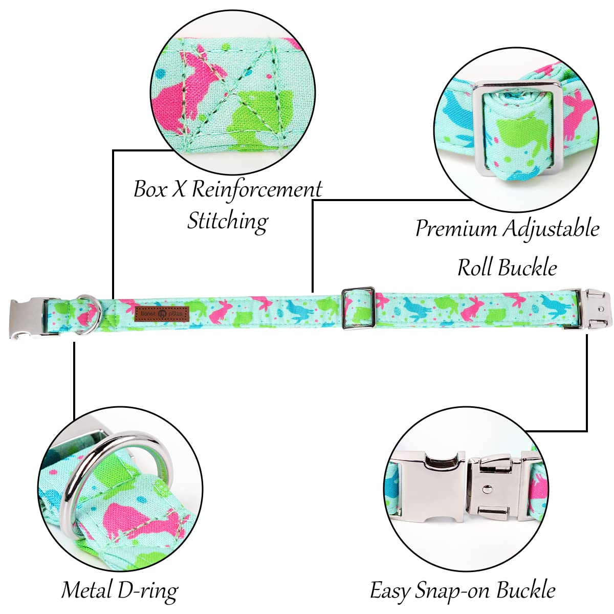 Lionet Paws Easter Dog Collar With Flower, Bunny Egg Flower Collar With Metal Buckle For Dogs And Cats, Adjustable Comfortable D