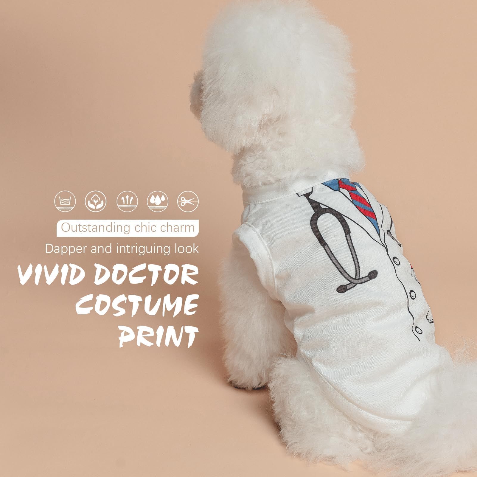 Bingpet Cute Doctor Costume Dog T-Shirt, Breathable Sleeveless Tank Top Vest & Sweatshirt For Small Medium Dogs(Chest Girth 15In