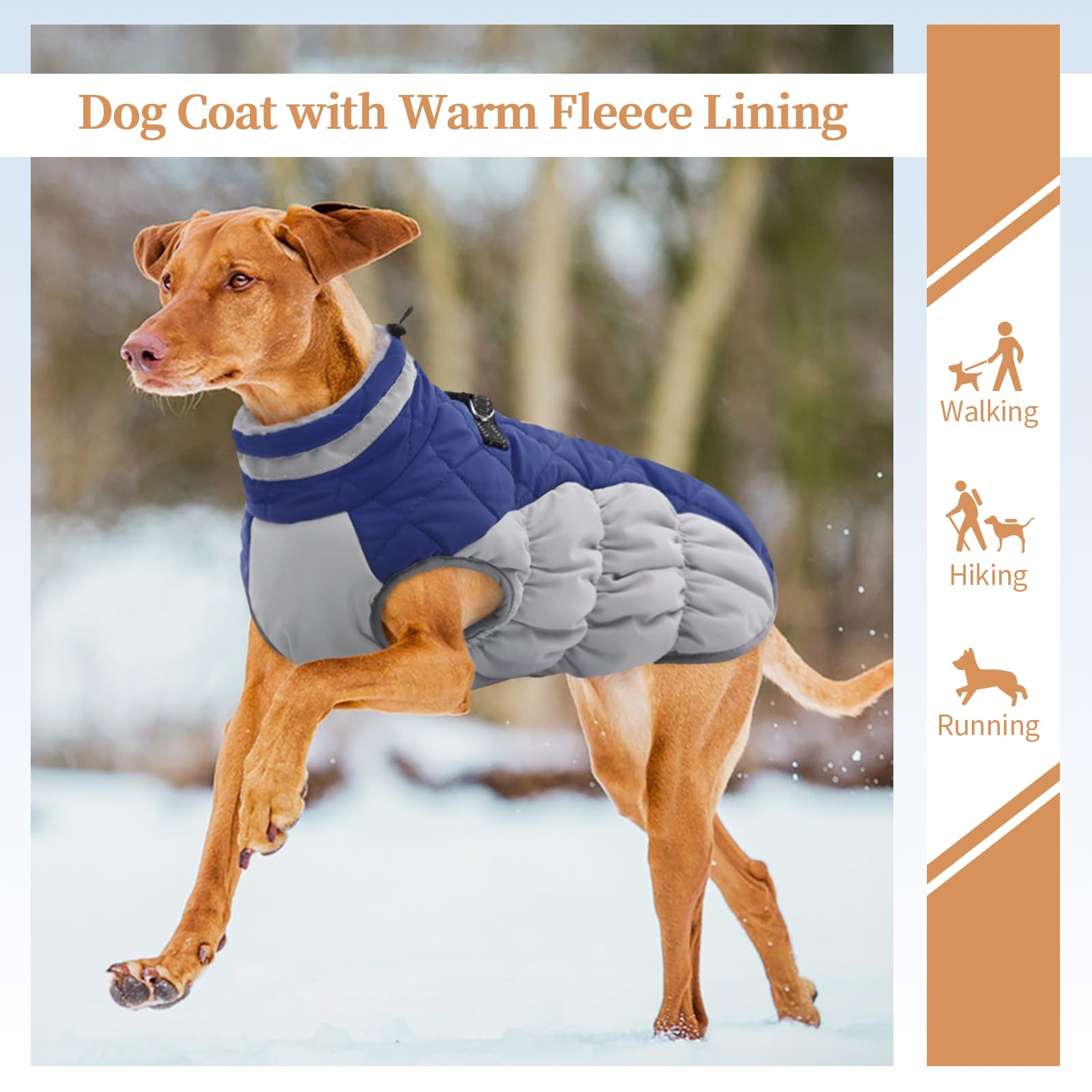 Ouobob Dog Jackets For Medium Dogs,Medium Dog Coat,Warm Pet Winter Coat Zip Up Back,Waterproof Dogs Jacket With D-Ring,Pet Cold