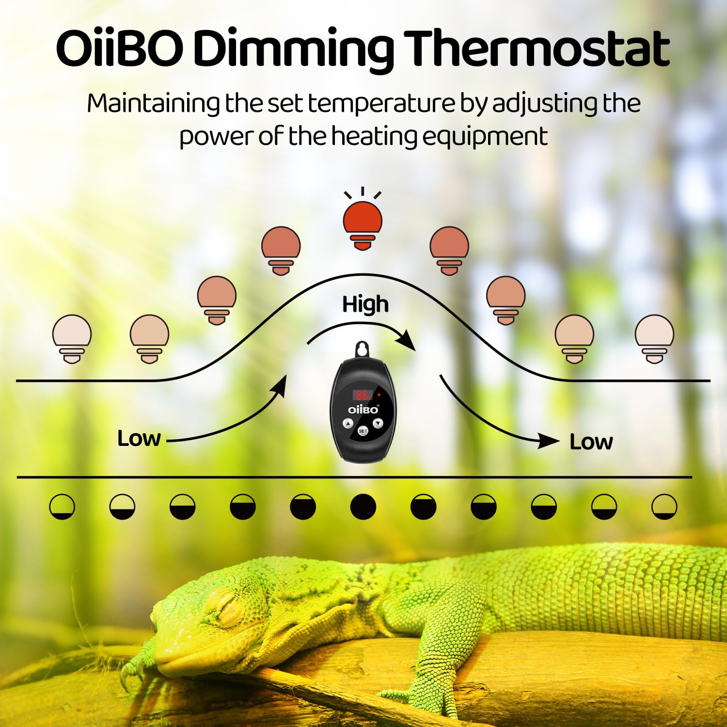Oiibo Reptile Dimming Thermostat Heat Lamp Temperature Controller, Light Bulb Thermostat With Memory Function, Thermostat For Se