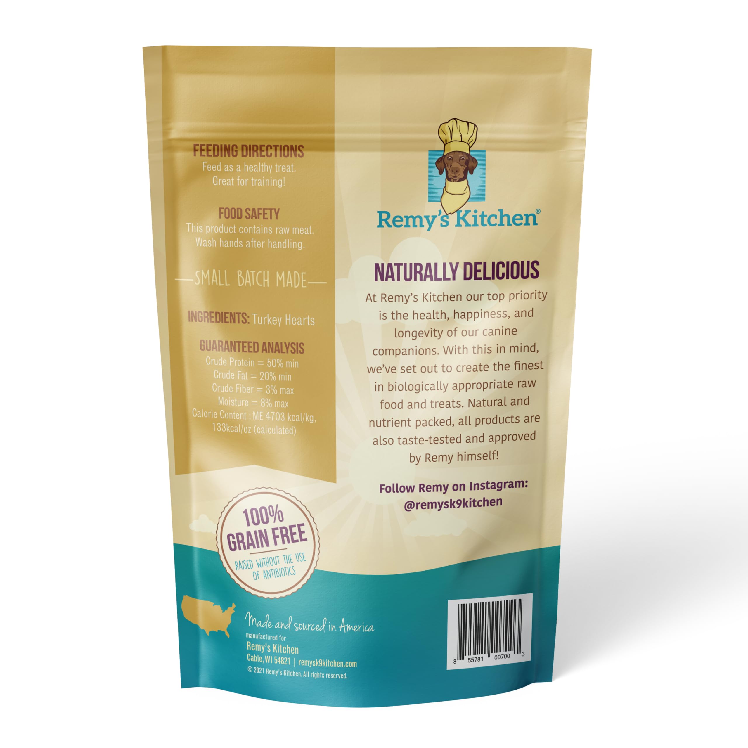Remys Kitchen Just Turkey Hearts Freeze Dried Dog Treats USA Sourced and Small Batch Made - Human-Grade, All Natural Single Ingr