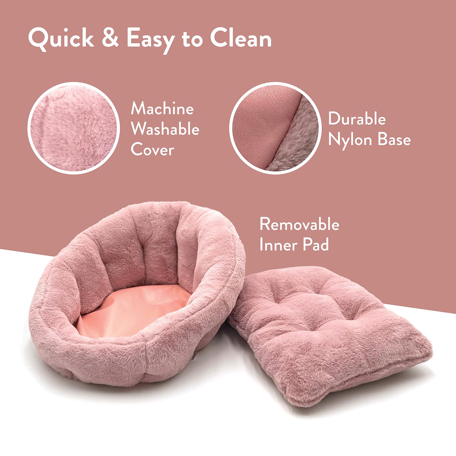 Kindtail Small Orthopedic Dog And Cat Bed - Faux Fur Luxury Cuddler For Pets Under 15 Lbs, Comfortable Waterproof Material With