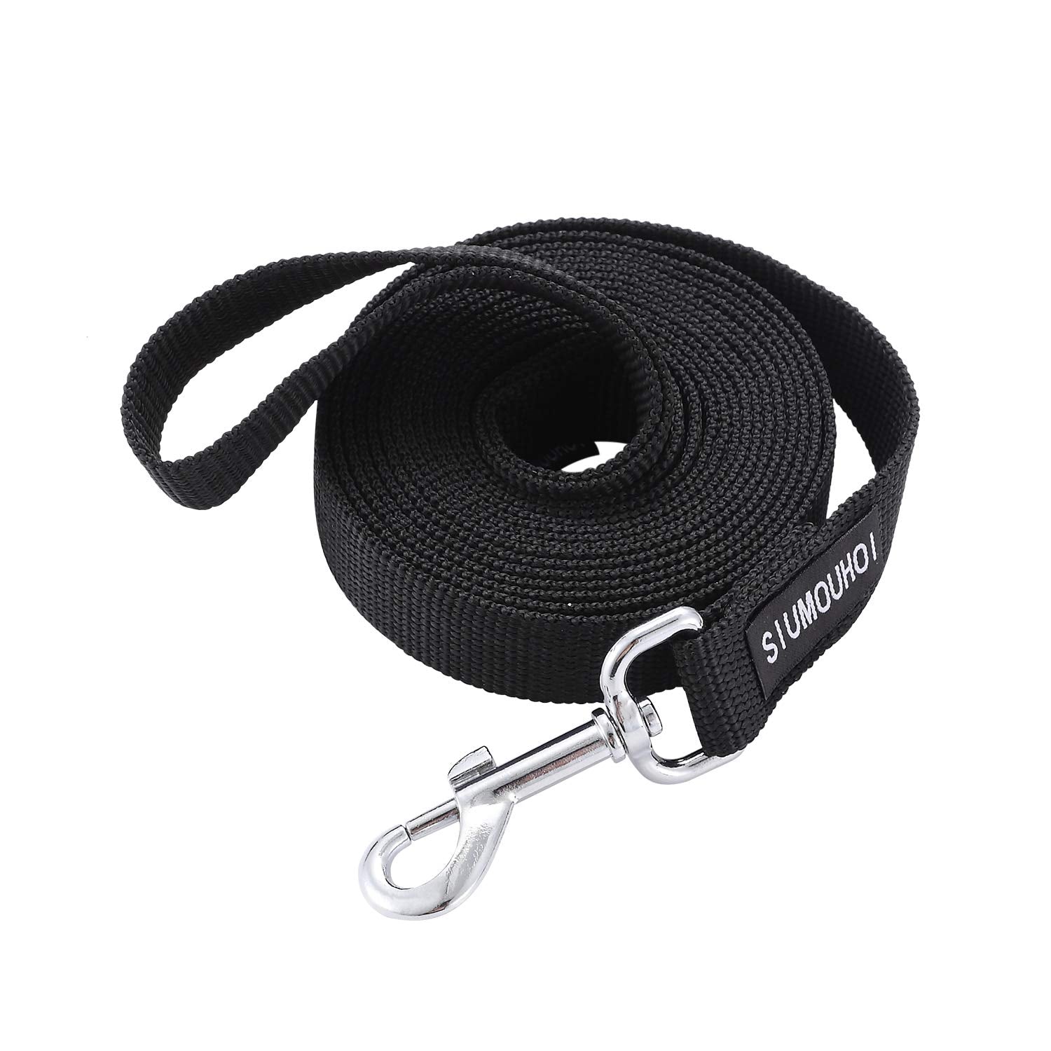 Siumouhoi Strong Durable Nylon Dog Training Leash, 1 Inch Wide Traction Rope, 6 Ft 10Ft 15Ft Long, For Small And Medium Dog (Black, 10 Feet)