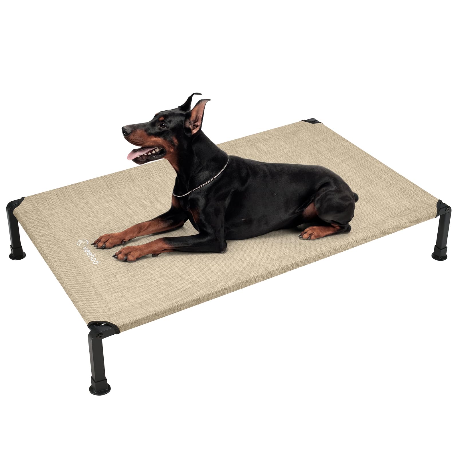 Veehoo Heavy Duty Elevated Dog Bed - Raised Bed With Washable Teslin Mesh, Non-Slip Feet, Cooling Cot, Indoor/Outdoor Use, 47'' 