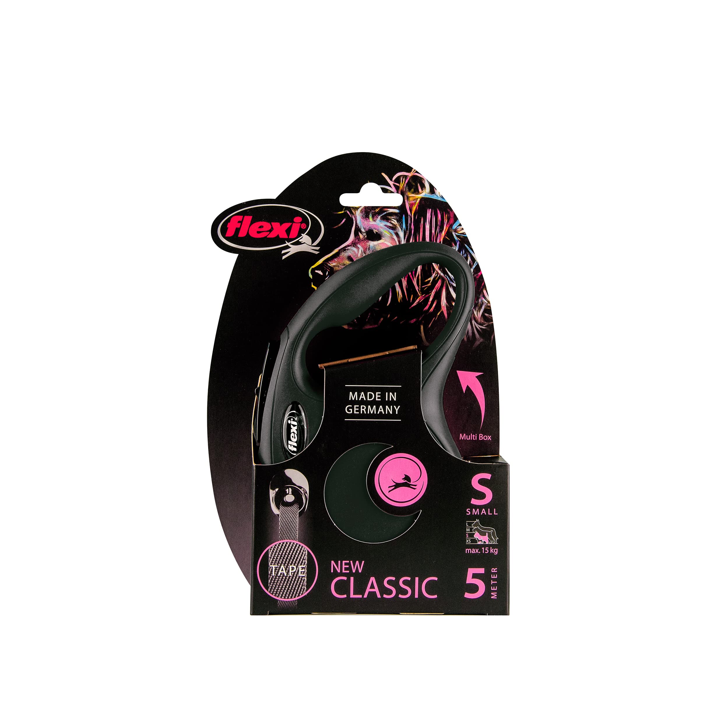 Flexi Automatic Leash New Classic Tape S 5M Black
