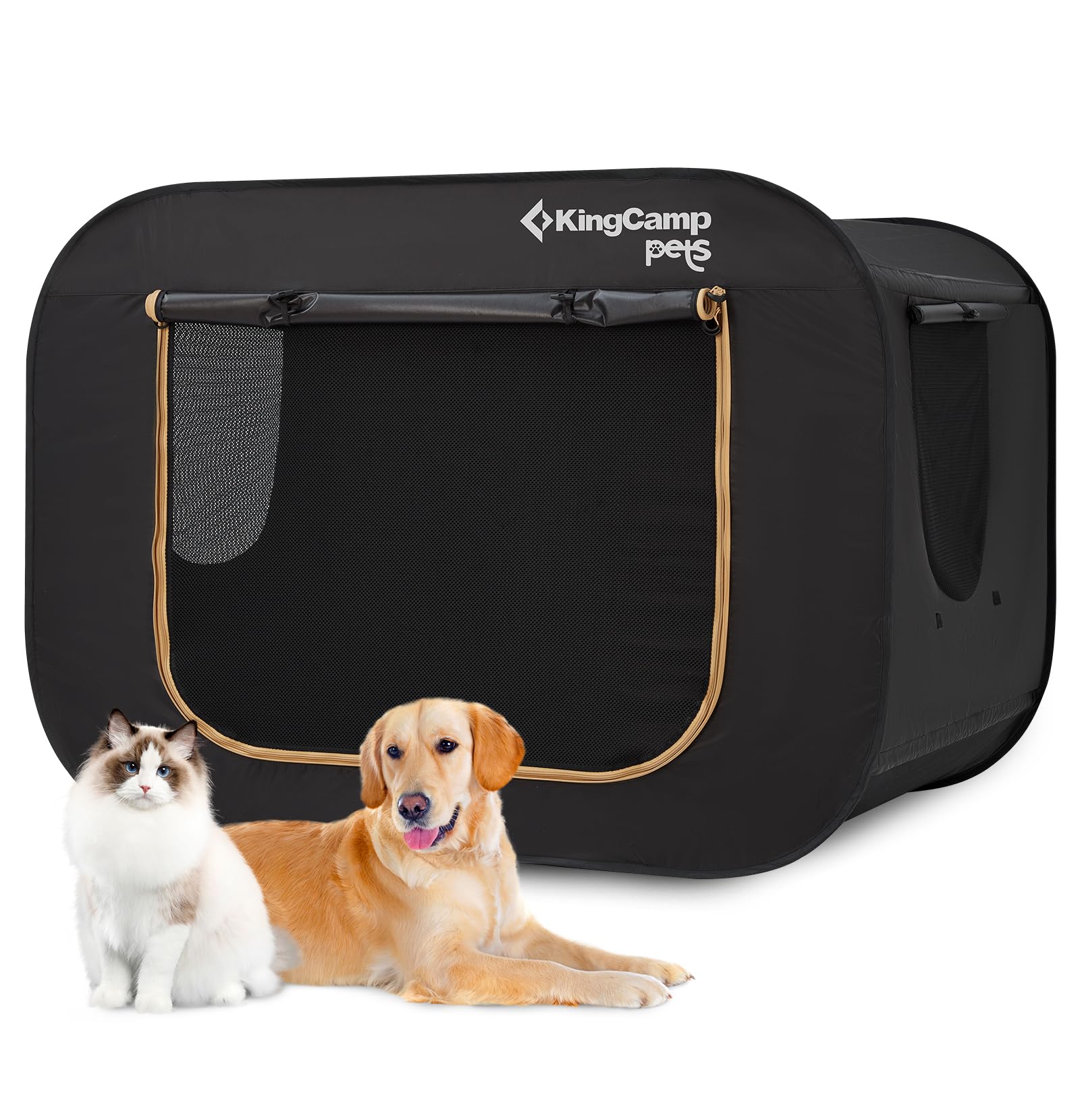 Kingcamp Xxl Dog Crate, Large Collapsible Pop Up Dog Kennel Tent With Durable 600D Oxford Fabric & Breathable Mesh For Indoor Ou