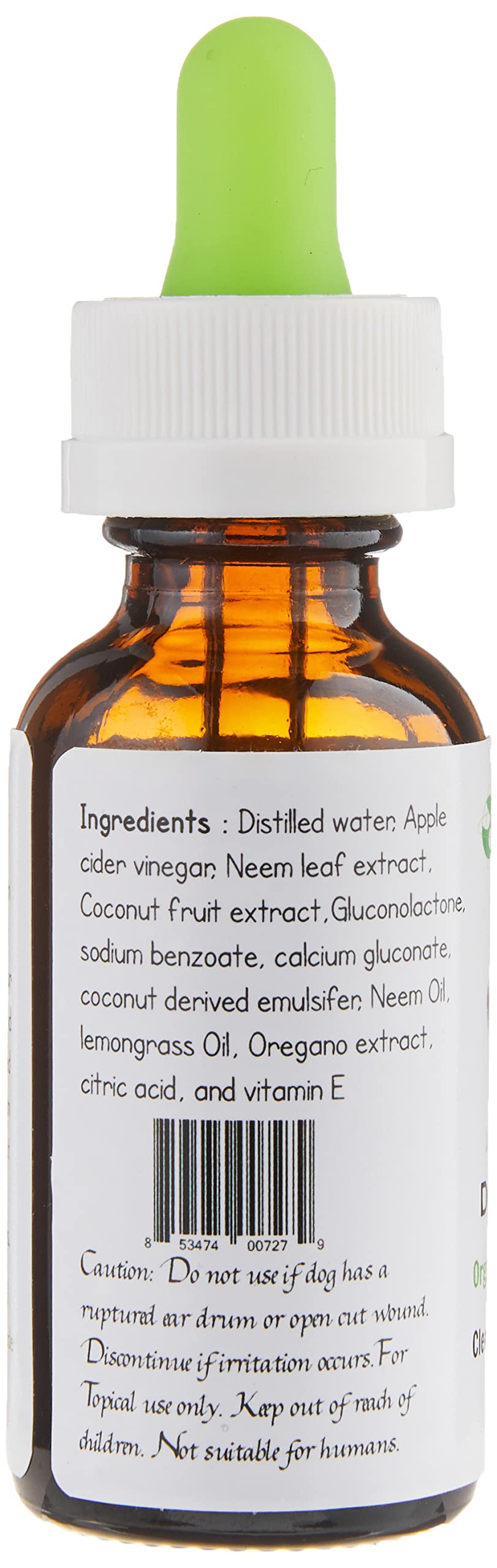 Midoricide Dog Ear Cleaning Tonic - Neem & Lemongrass, Alcohol-Free, 1oz, Brown