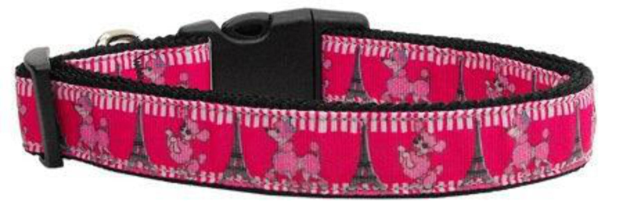 Pet Dog & Cat Nylon Collar or Leash, "Poodles in Paris" XL Collar