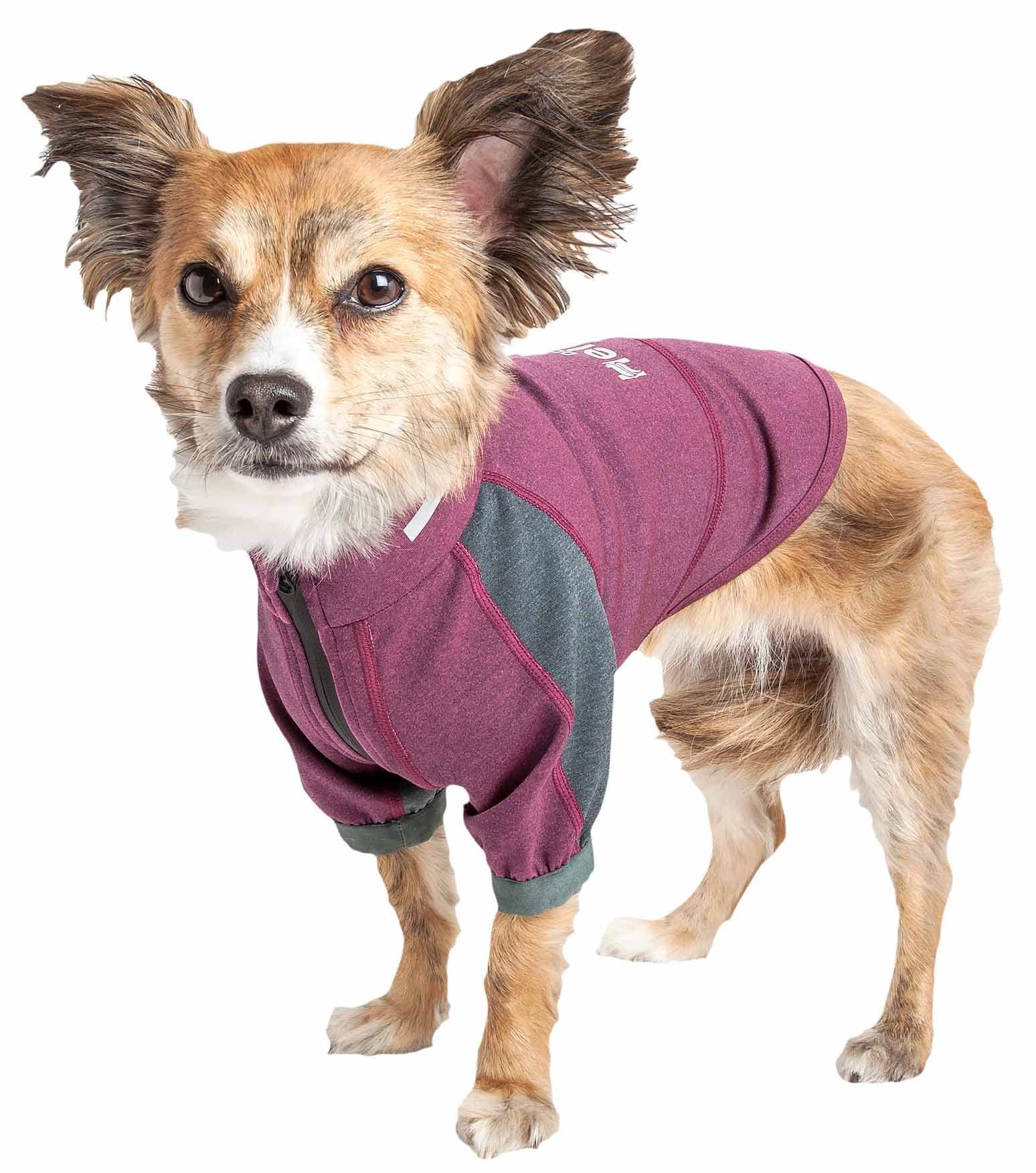 Dog Helios ® 'Eboneflow' Mediumweight 4-Way-Stretch Flexible and Breathable Performance Dog Yoga T-Shirt, X-Large, Purple