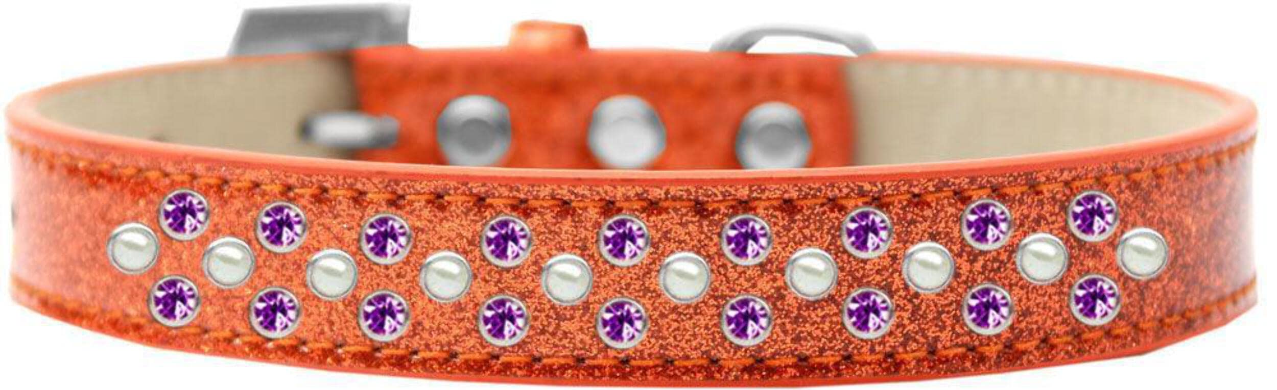Mirage Pet Products Sprinkles Ice Cream Dog Collar with Pearl and Purple Crystals, Size 14, Purple