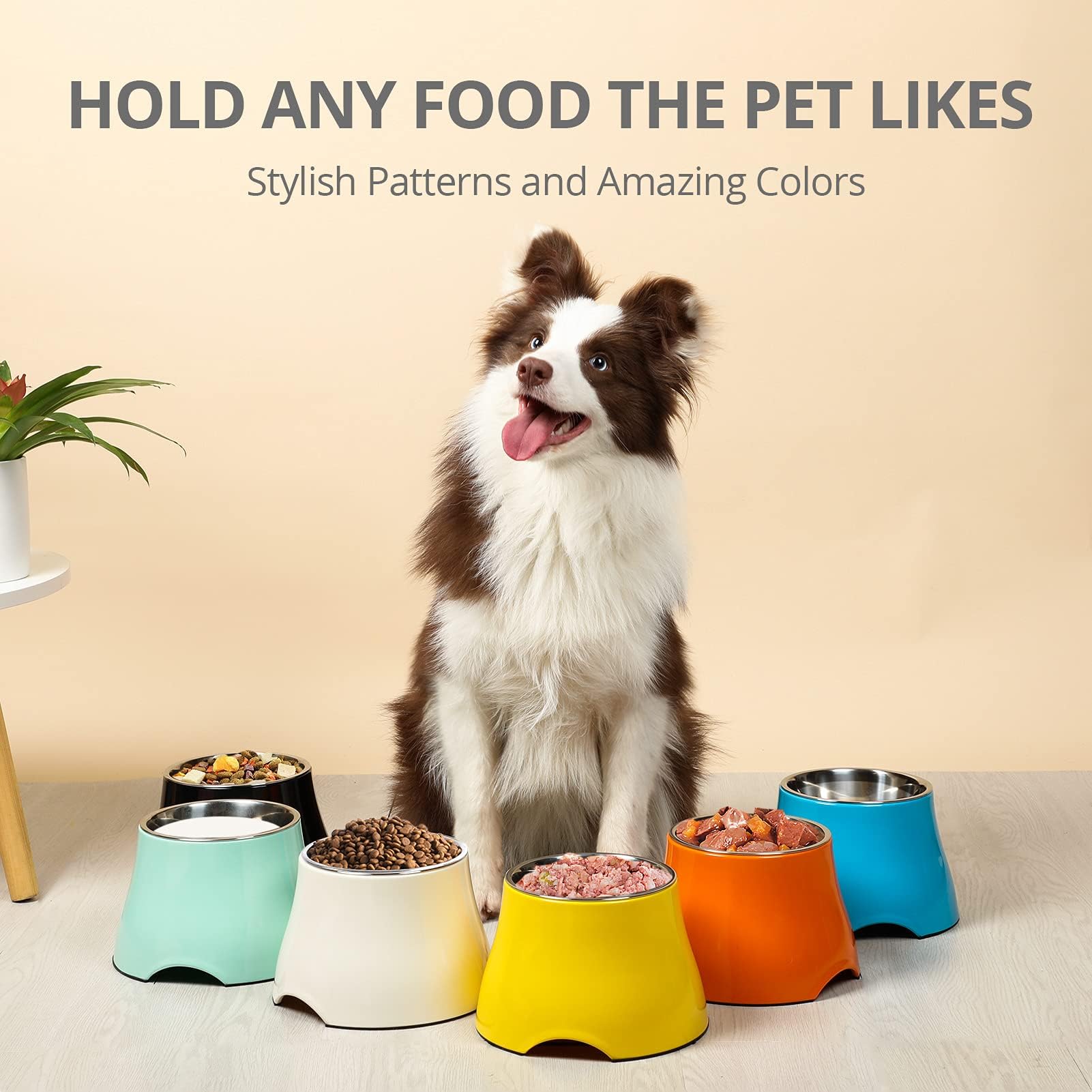 Simple Deluxe Raised Dog Bowls, Elevated Stainless Steel, Non-Slip, 860ML, Lemon Yellow, Ideal for Cocker Spaniels and Large Dogs