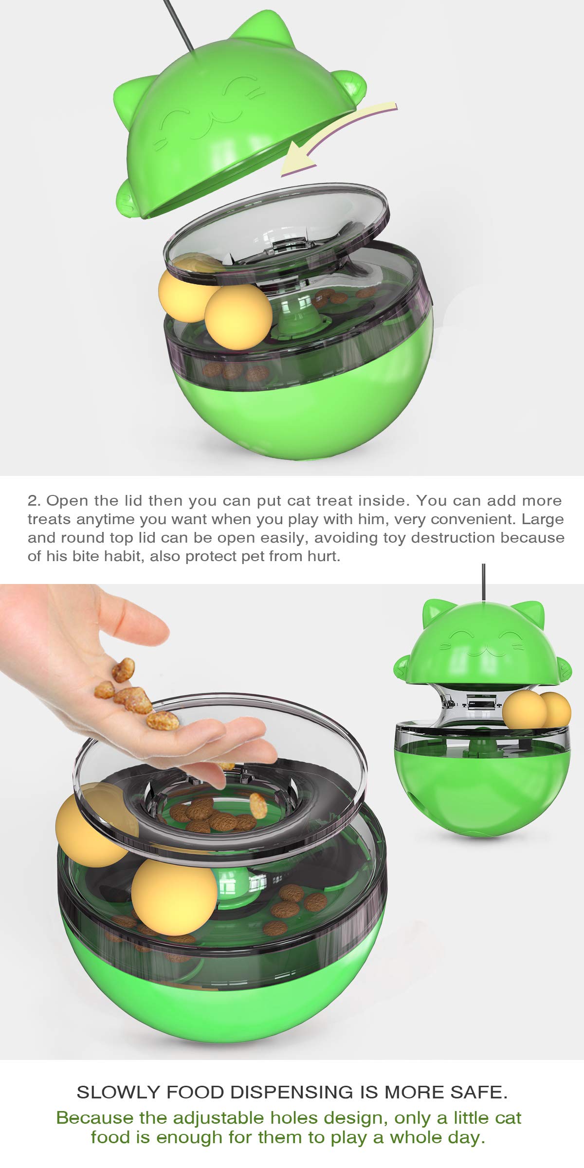 CYBERNOVA Interactive Wobble Cat Toy with a Teaser Wand, Built -in Treat Dispenser/Pet Puzzle Toy/Slow Feeder for Cats and Kitte