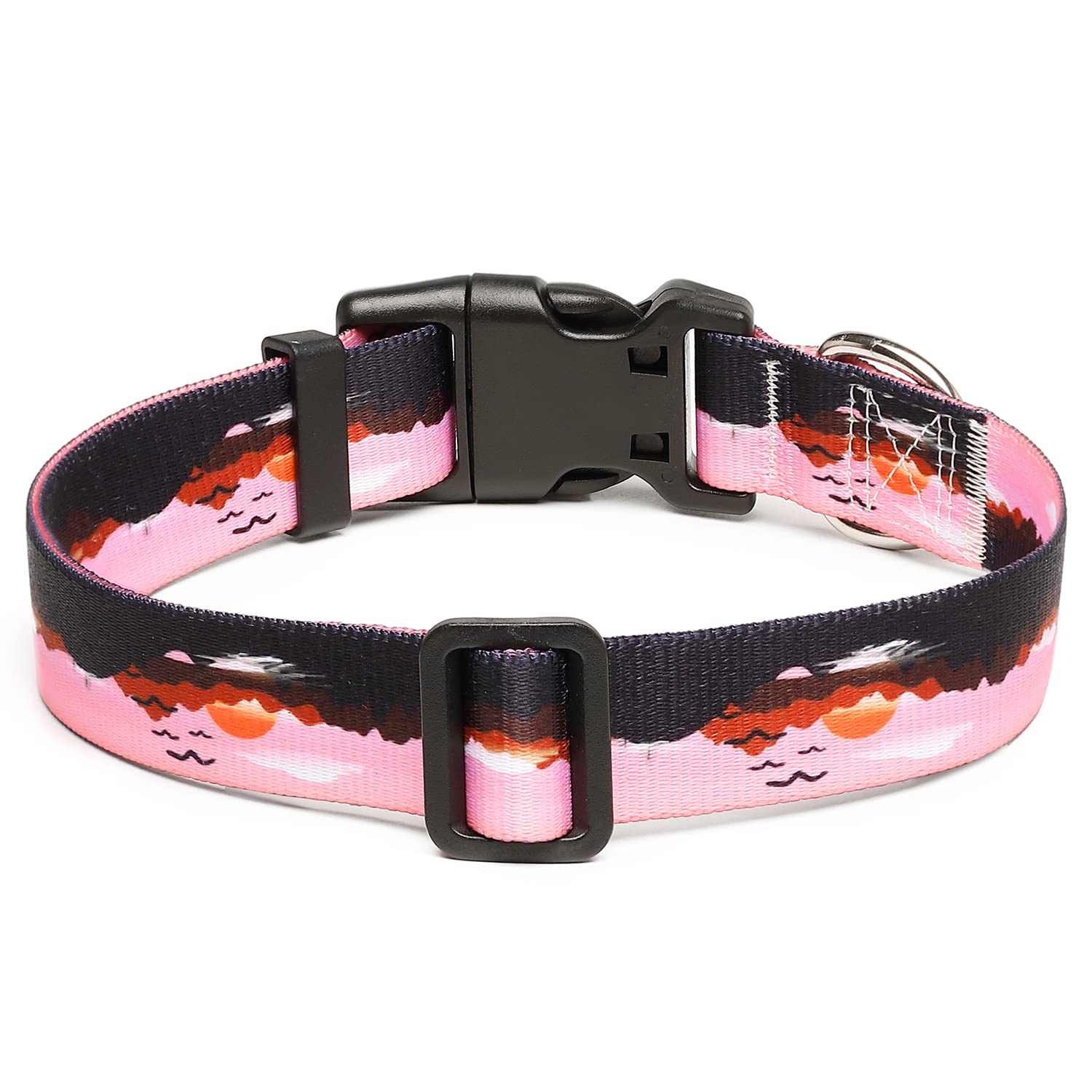 Mercano Adjustable Dog Collar - Special Design Patterns, Soft Nylon Comfortable Durable Pet Collar For Small Medium Large Dogs (S, Sunset)