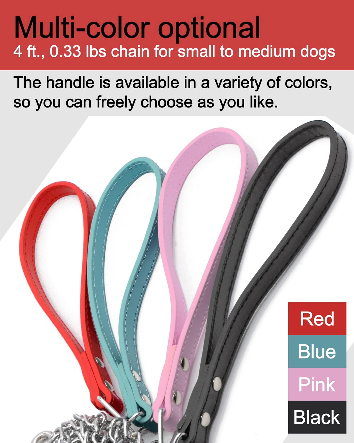 Goliton Dog Leash, Metal Pet Leash With Comfortable Pu Leather Handle For Small And Medium Size Dogs 4 Ft (Pink)