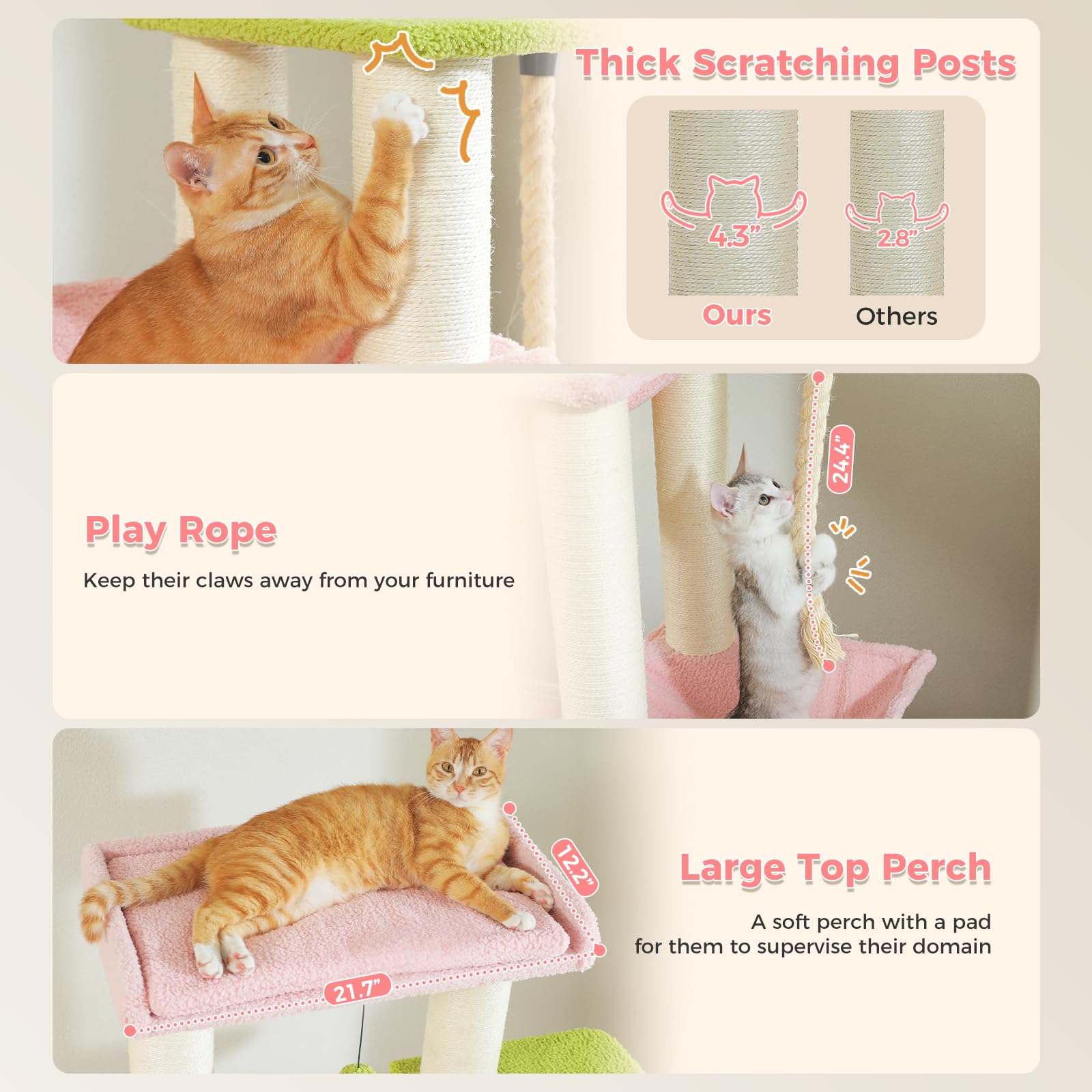 Uymi Pink 67'' Heavy-Duty Cat Tree For Indoor Cats Large Adult, Xxl Cat Tower With 13 Thick Scratching Posts (F4.3), Super Large