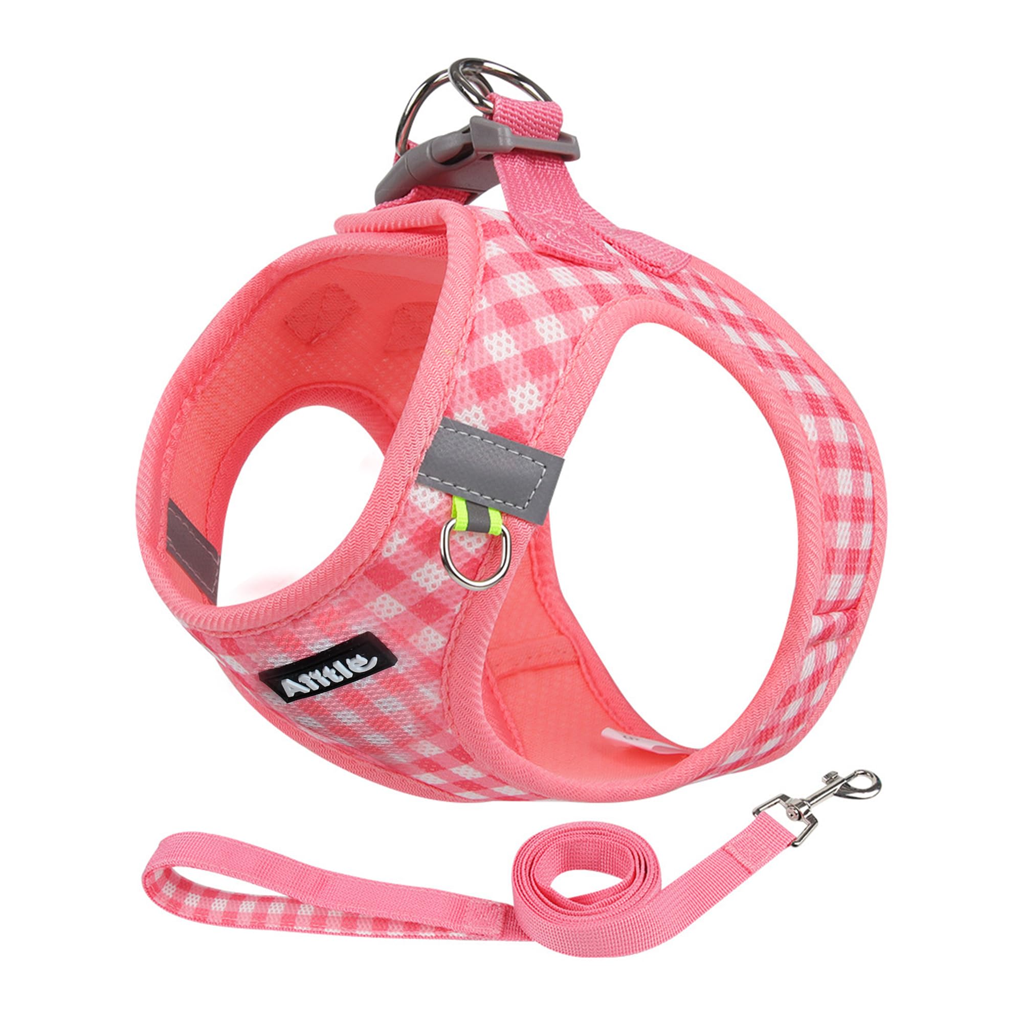 Aiitle Small Dog Harness And Leash Set, Step In No Pull Pet Harness, Soft Mesh Reflective Plaid Vest Harnesses For Small Dogs Pu