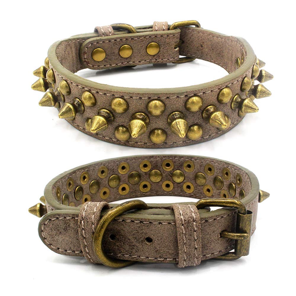 haoyueer Spiked Dog Collar Soft Pu Leather Mushrooms Rivet Spike Studded Puppy Adjustable Pet Collars for Small Breeds (XS, Grey