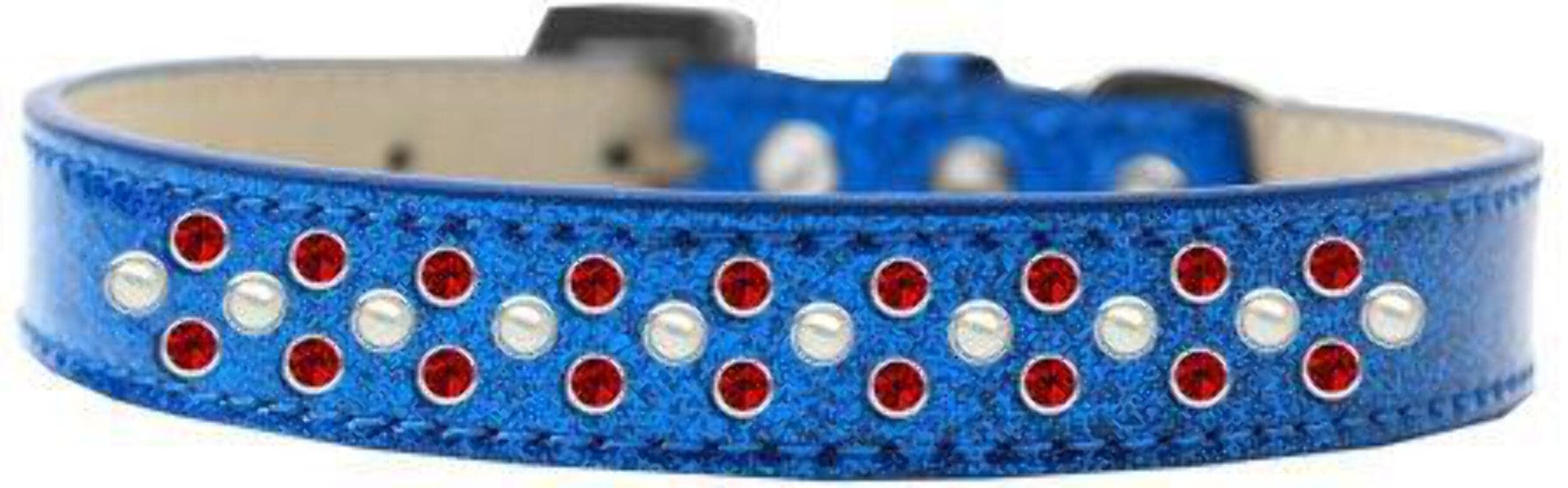 Mirage Pet Products Sprinkles Ice Cream Dog Collar with Pearl and Red Crystals, Size 16, Black