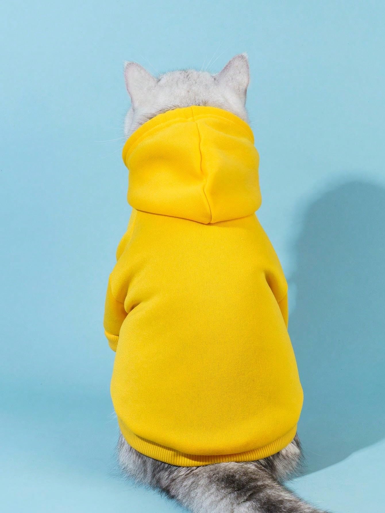 Qwinee Basic Dog Hoodie, Dog Warm Jacket, Cat Apparel, Dog Shirt, Dog Clothes For Puppy Kitten Small Medium Dogs Cats Yellow L