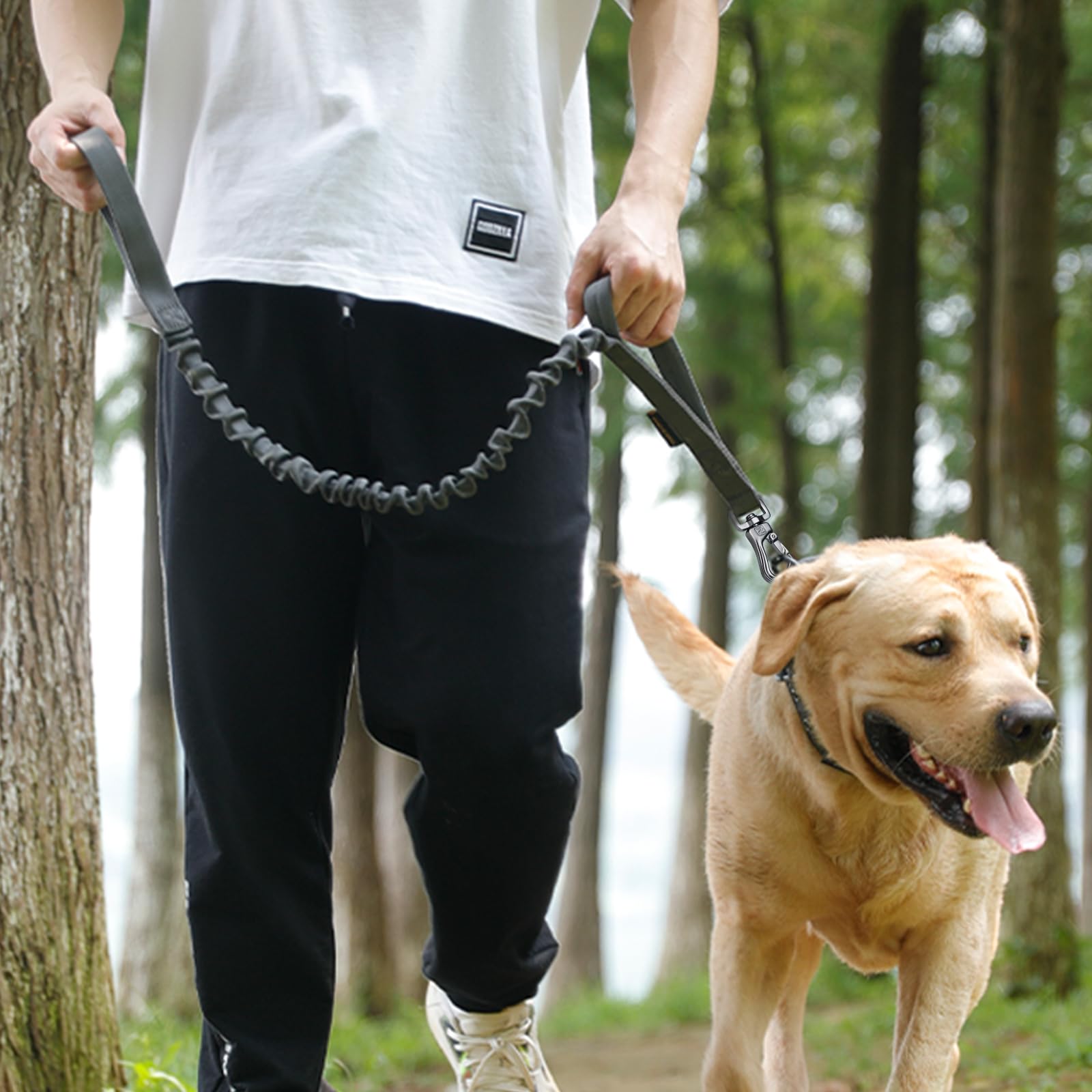 Excellent Elite Spanker Military Bungee Dog Leash Elastic Leads Rope With 2 Padded Control Handle For Medium And Small Dogs (Coyote Brown)