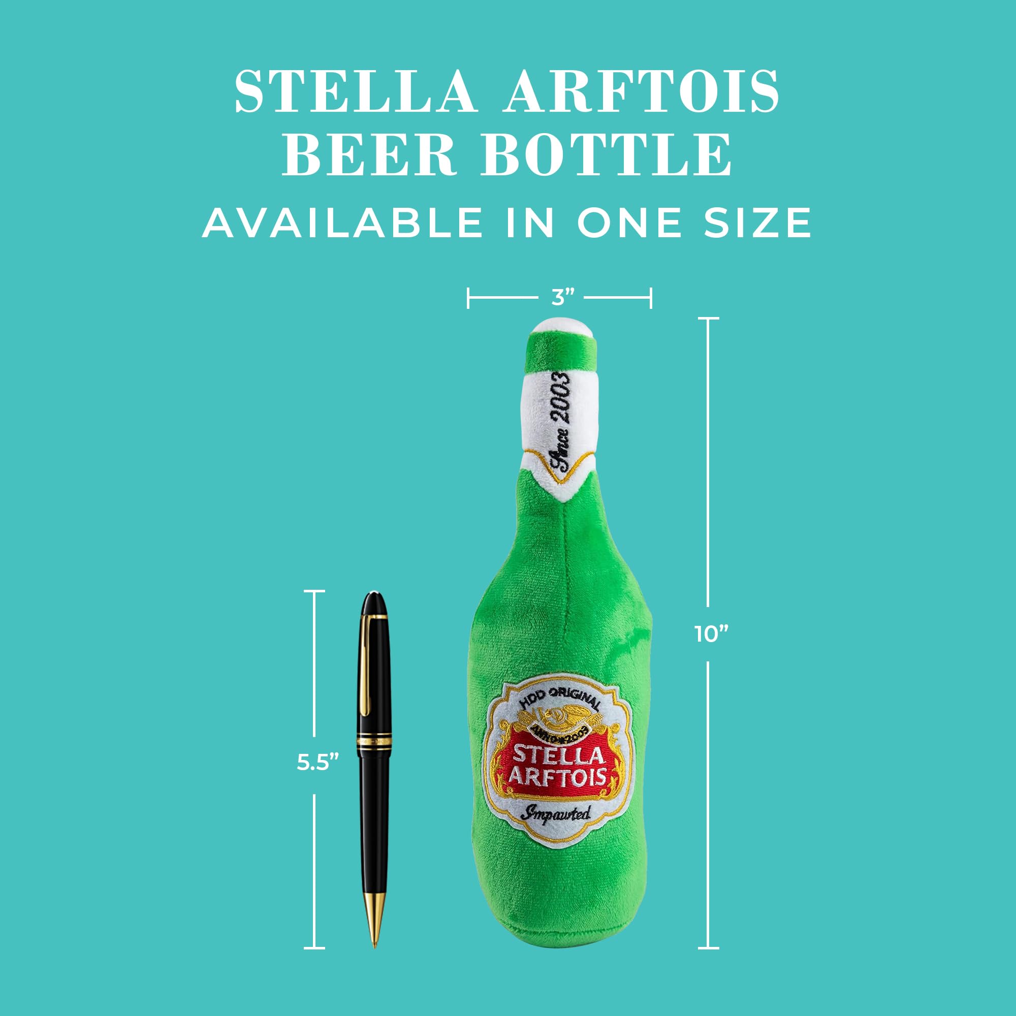 Haute Diggity Dog Stella Arftois Beer Bottle, Plush Designer Dog Toys With Interactive Squeaker, Stimulating Pet Enrichment, Mac