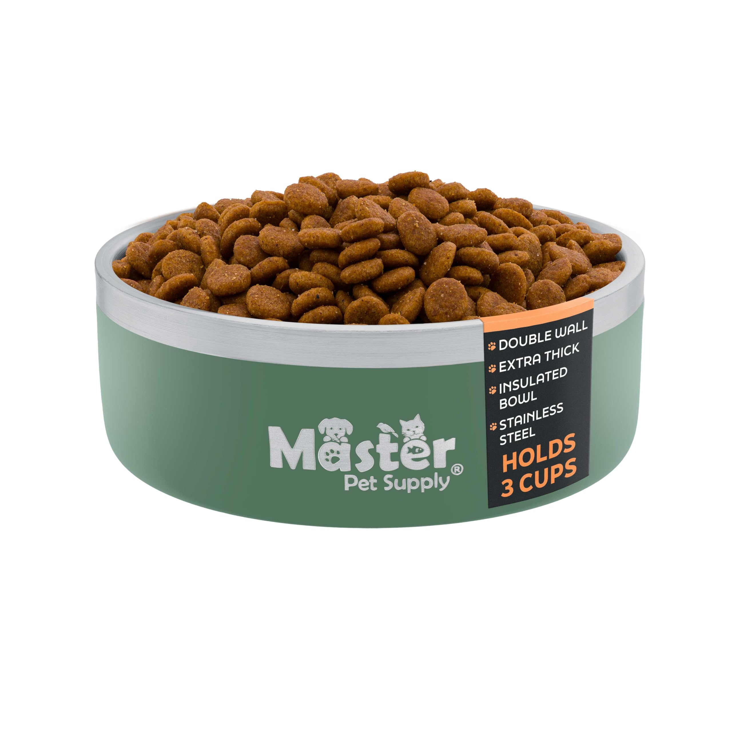 Master Pet Supply Stainless Steel Dog Bowls - 25 oz, Heavy Duty - Camo Patrol, Double Wall Extra-Thick Insulated, Non-Slip Pet W