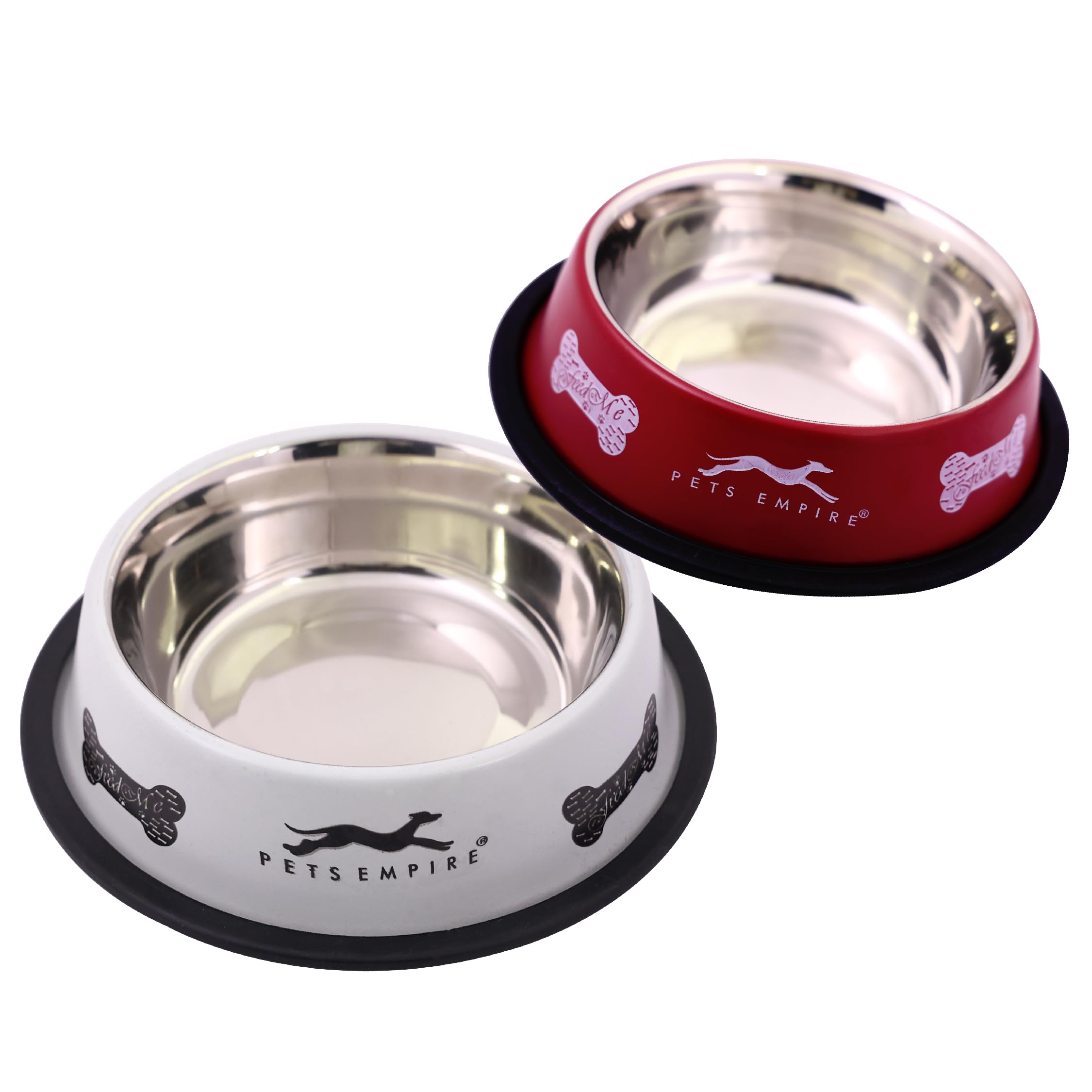 Pets Empire Stainless Steel Dog Feeding Bowl, Grey Colour, Medium (Cherry & Grey)