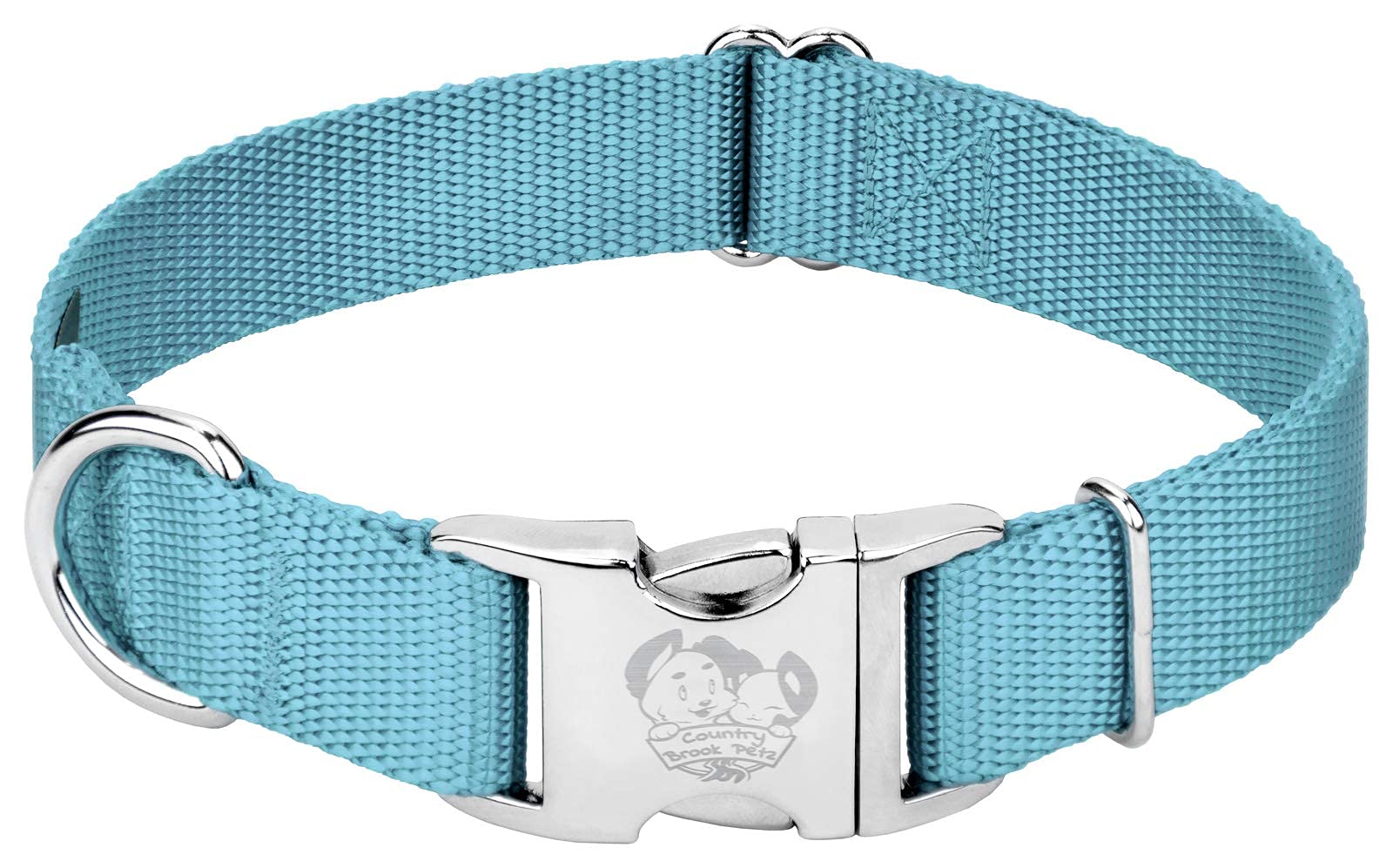 Country Brook Design - Vibrant 30+ Color Selection - Premium Nylon Dog Collar With Metal Buckle (Medium, 3/4 Inch, Ocean Blue)