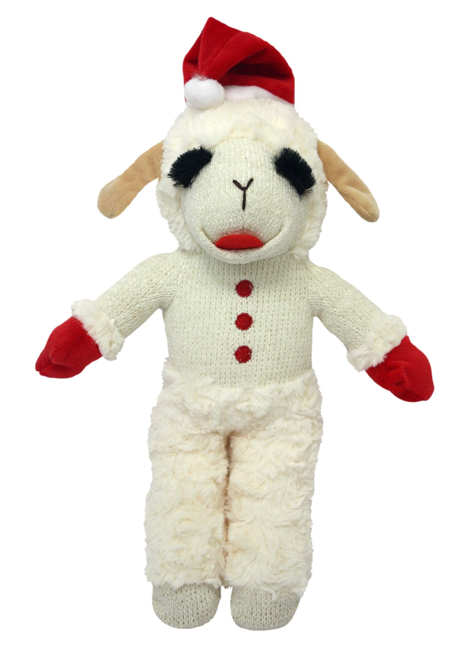 Multipet Lambchop Holiday Dog Toy, 13" Plush with Santa Hat, Large, White, Model 17485-1