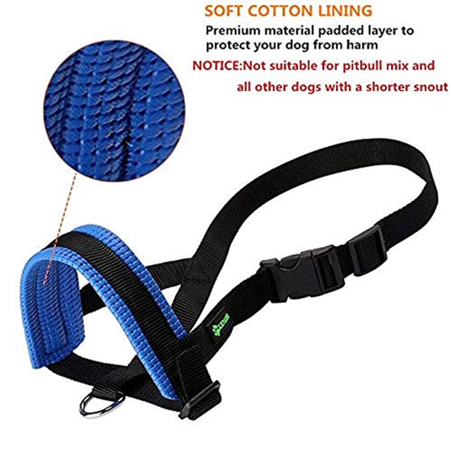 Nylon Dog Muzzle For Small,Medium,Large Dogs Prevent From Biting,Barking And Chewing,Adjustable Loop(S/Blue)
