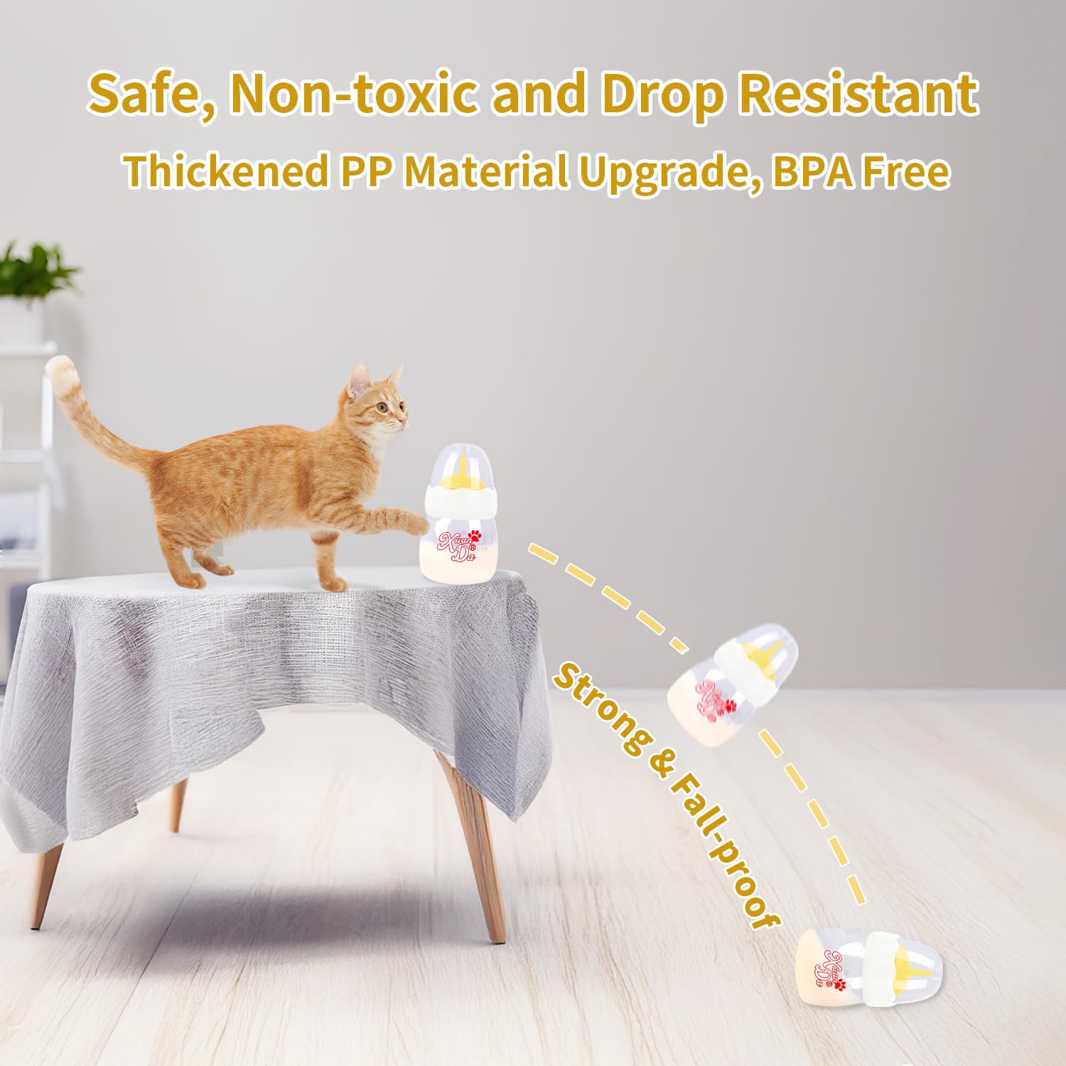 Xuanda Pet Feeding Bottle,3 Pack 60ml Nursing Bottle, 3 Sizes Nipples with Ventilation Valve Resistant Tearing Perfect for Puppi