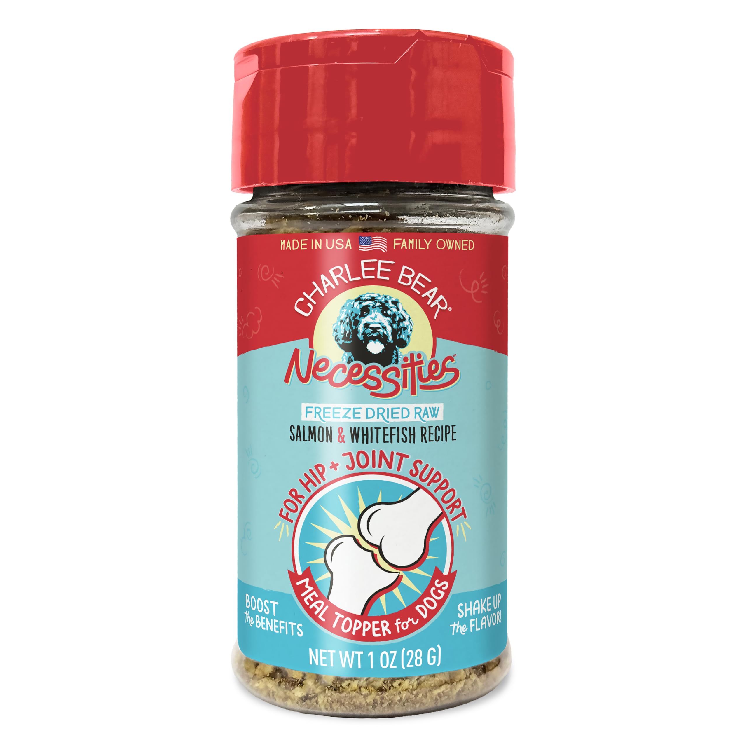 Charlee Bear Necessities Freeze Dried Dog Food Topper, Hip and Joint Support, Grain Free, High Protein, Limited Ingredient Meal 