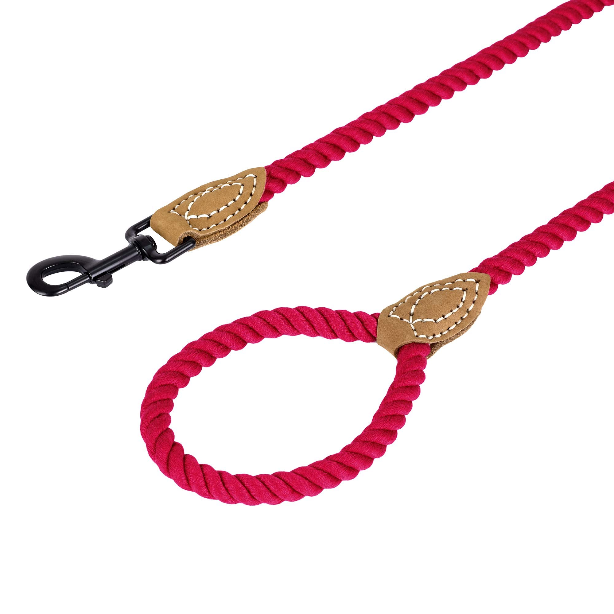Mile High Life Dog Leash | Braided Cotton Rope Dog Leashes With Leather Tailor Tip | 4 Feet Dog Leash W Heavy Duty Metal Clasp | Wedding Dog Leash (Red, 48 Inches)
