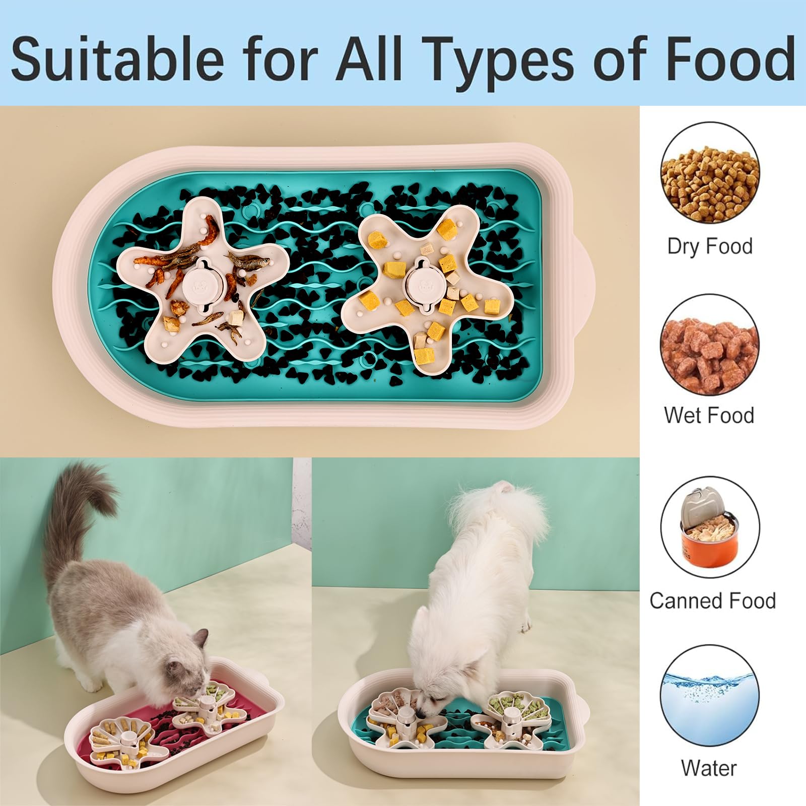 RuiXiangTeng Puzzle Feeder Slow Feeder Dog Bowls for Large Dogs with Non-Slip Base - Adjustable Speed Design, Removable Puzzle I