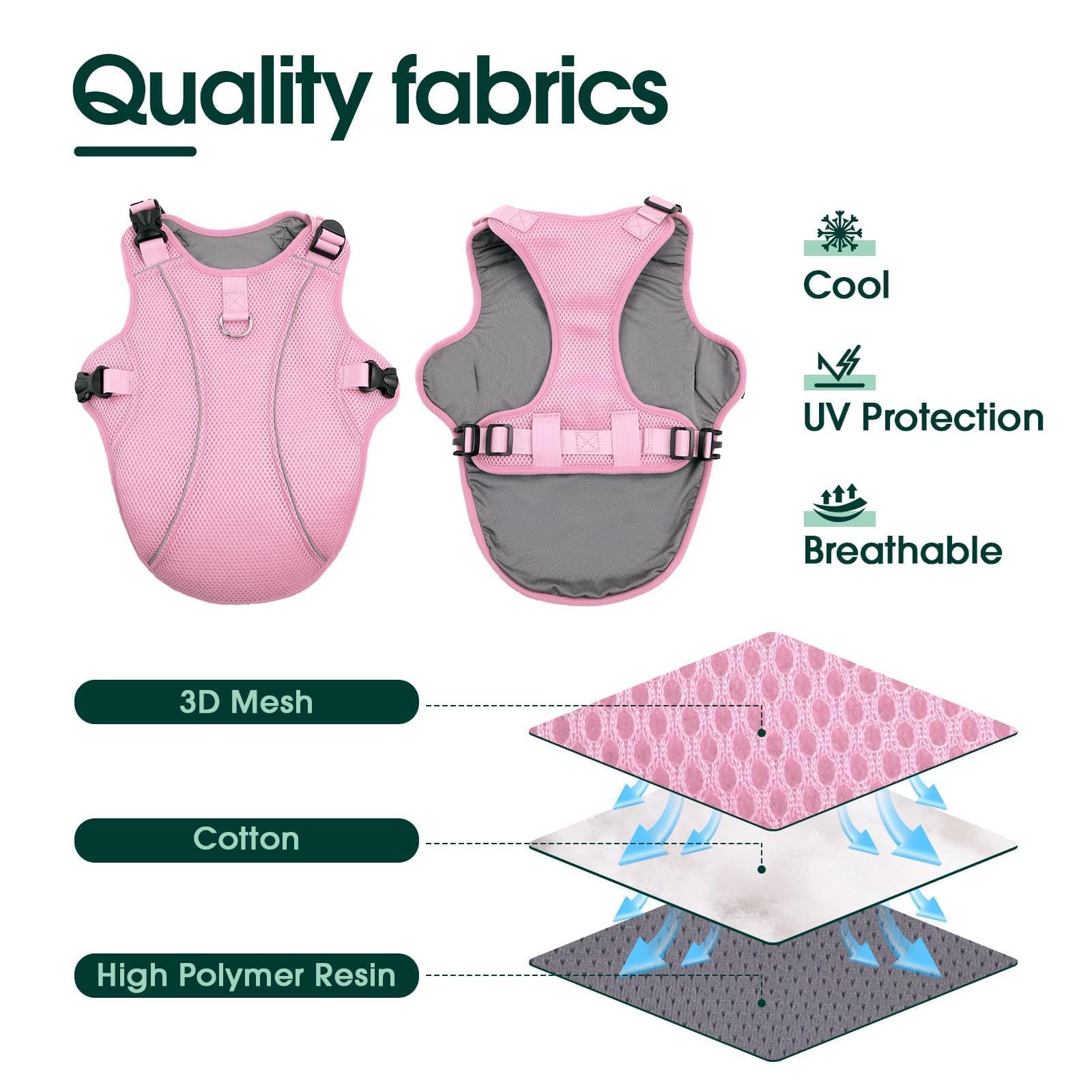 Kuoser Dog Cooling Vest, Pet Cooler Coat, Breathable Doggie Cool Jackets For Medium Dogs, Reflective Cooling Harness, Puppy Summ