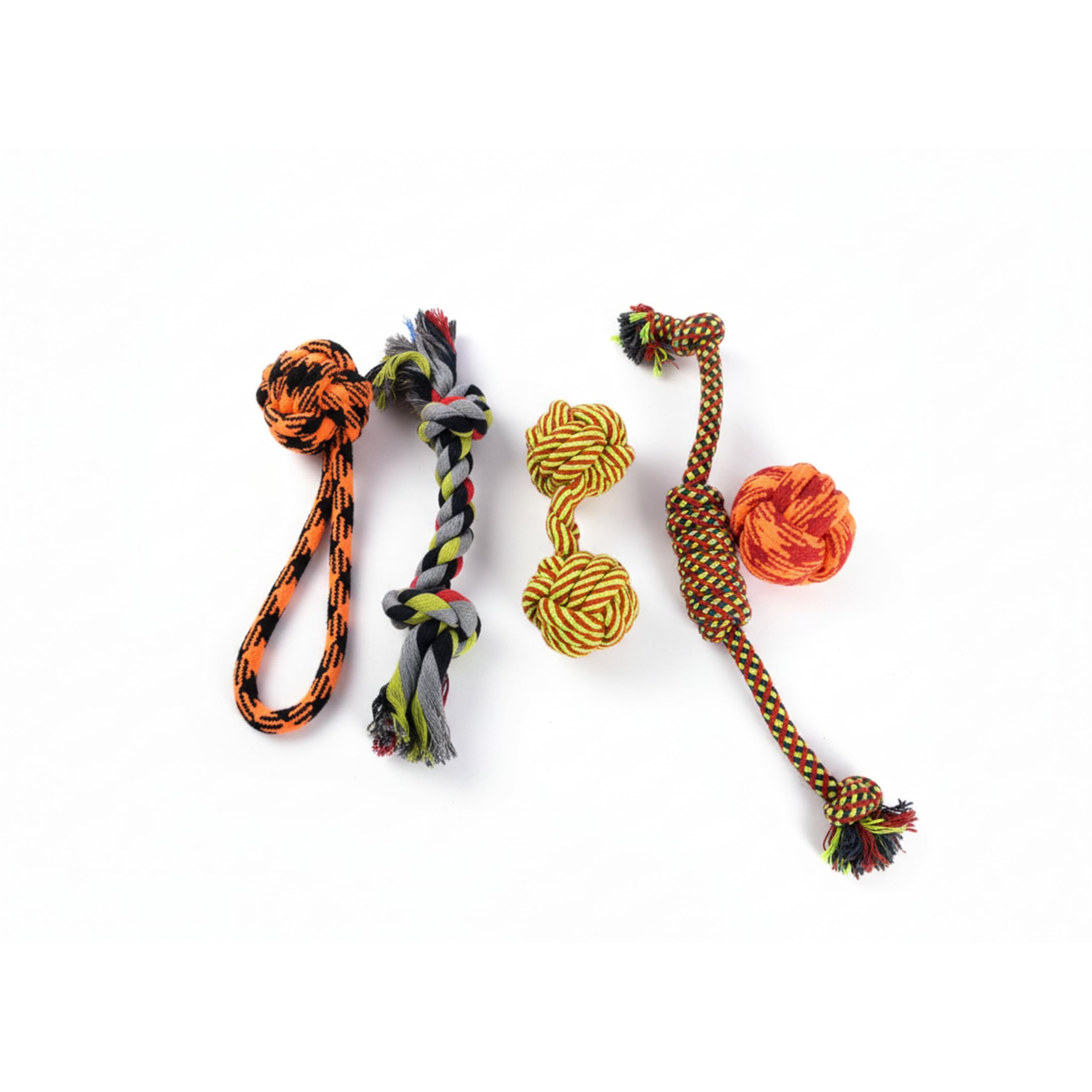 BUSZBO Durable Cotton Rope Dog Toys Combo Pack | Chew, Tug & Fetch Play Set for Puppies & Dogs | Teeth Cleaning Knot Balls & Tug