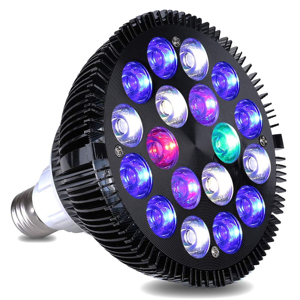 Kingbo Led Aquarium Plant Light Bulb, 18W Refugium Light Aquarium Plant Lights Fish Tank Bulb With 6 Band Full Spectrum For Coral Reef Saltwater Tank Plants Growth