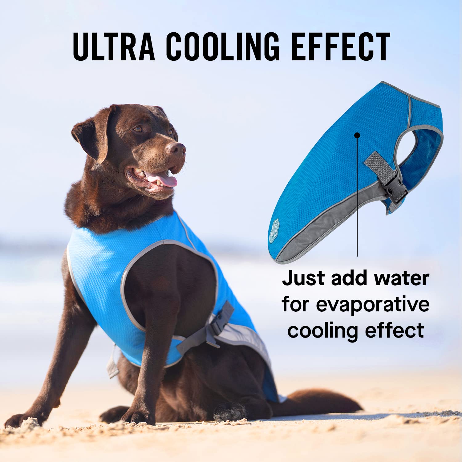 Canada Pooch Dog Cooling Vest - Evaporative Cooling Vest For Dogs With Breathable Mesh Material & Reflective Lining, Adjustable Dog Cooling Vest Great For Dogs 10 (9-11' Back Length), Aqua