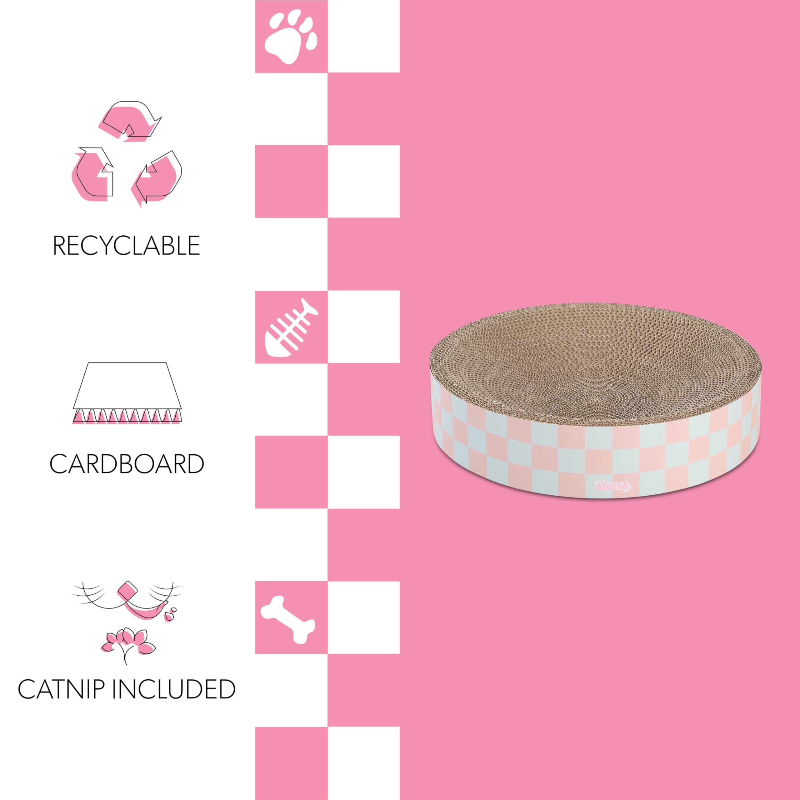 The Licker Store Csr1010E Nelson 20.13 Modern Cardboard Round Bowl Cat Scratcher With Catnip, Strawberry Milkshake