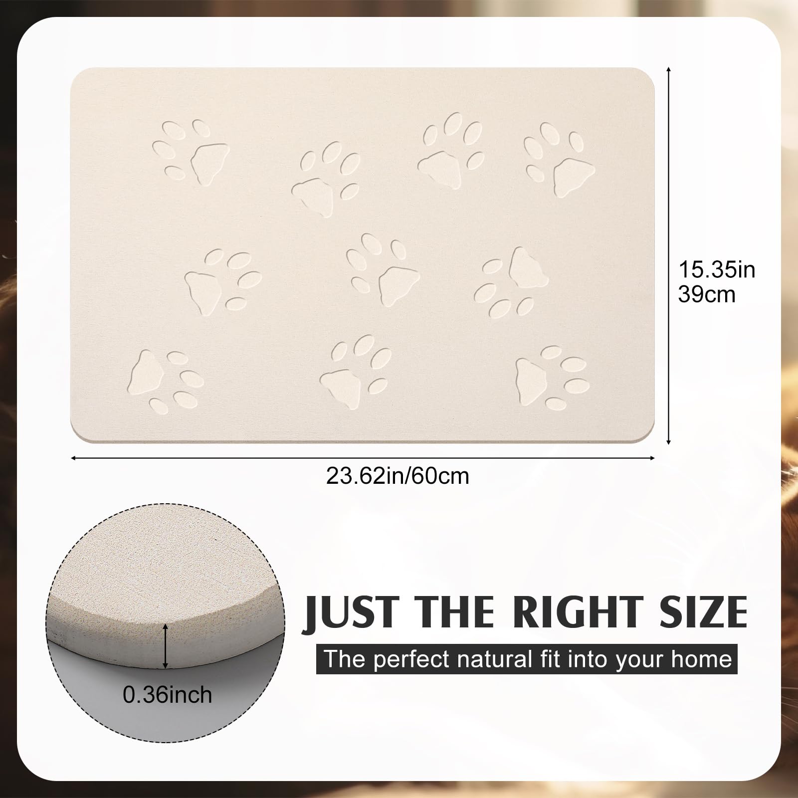 Drydiet Pet Gift Stone Pet Feeding Mat Diatomaceous Earth Absorbent Non Slip Cat Dog Mat for Food and Water Quick Drying Easy to