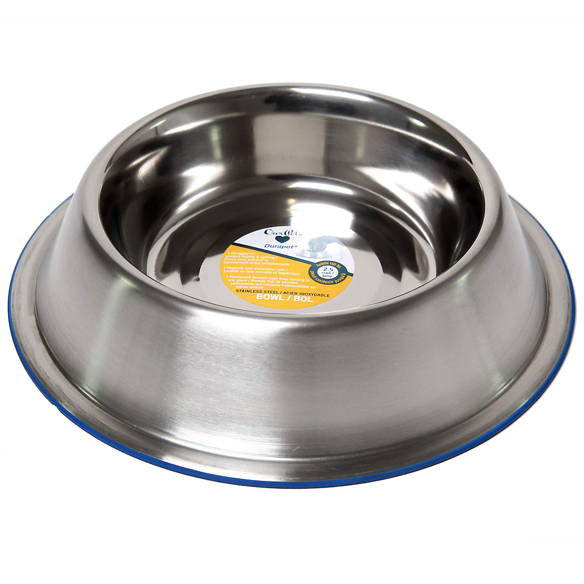OurPets DuraPet Premium Dishwasher Safe Stainless Steel Dog Bowl for Food or Water [Multiple Sizes for Small to Large Dogs] in T