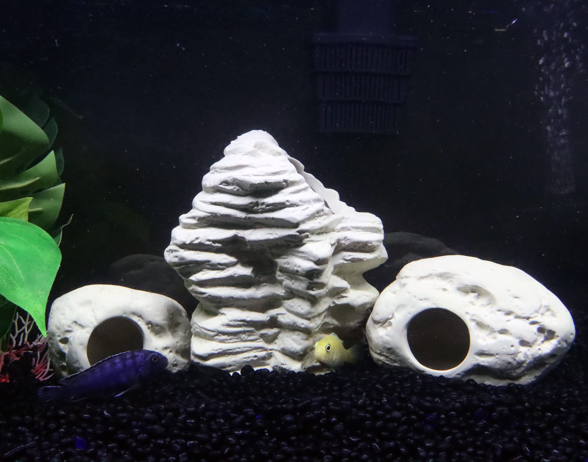Alegi Aquarium Decoration Rock Caves, Betta Fish Tank Accessories Hideout, Cichlid Stackable Cave Hiding (Small & Medium & Large