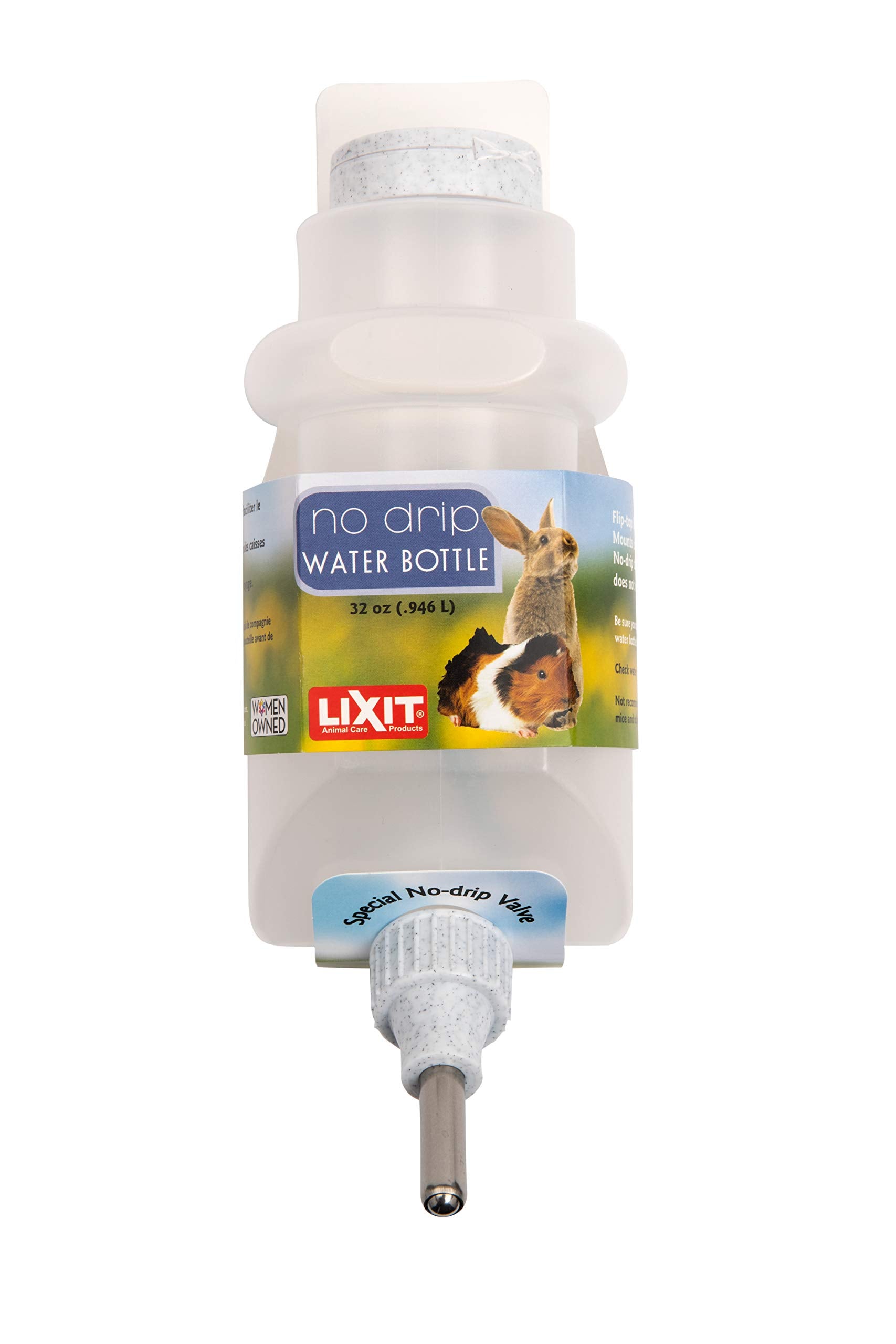 Lixit Top Fill No Drip Water Bottles For Rabbits, Ferrets, Hamsters, Guinea Pigs, Rats, Chinchillas And Other Small Animals (32 Ounce, Granite)