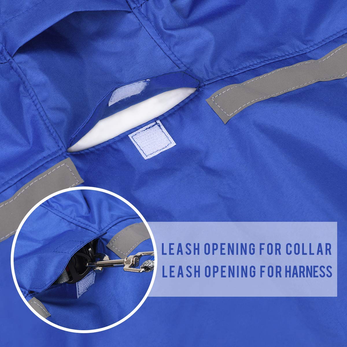 Dog Raincoat With Adjustable Belly Strap And Leash Hole - Hoodie With Reflective Strip - Waterproof Slicker Lightweight Breathable Rain Poncho Jacket For Medium Large Dogs - Easy To Wear