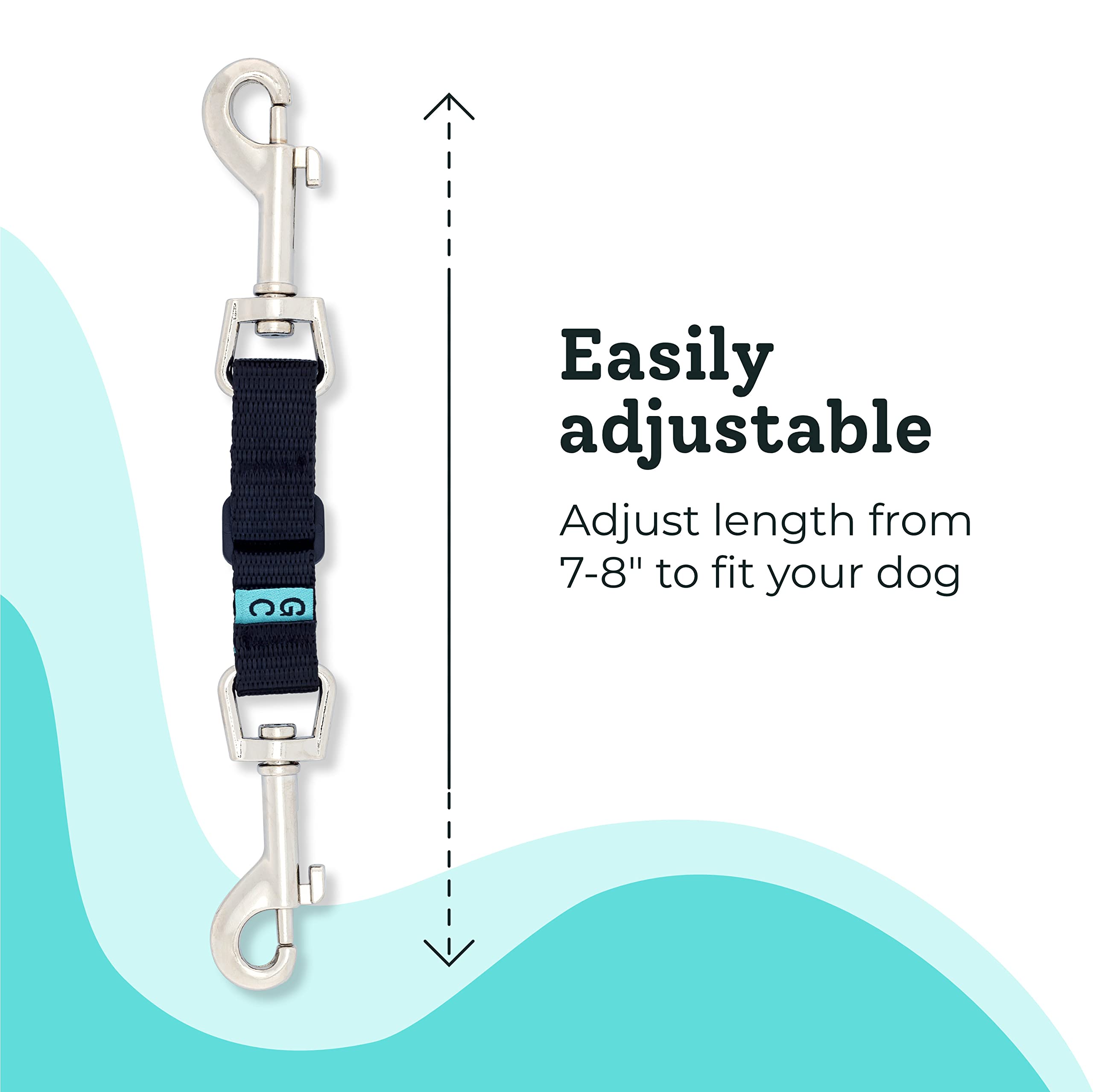 Gentle Creatures Collar Companion - Adjustable Collar Backup Clip For Dog Harness, Prong, Pinch Collar, Gentle Lead - Double Ended Clasp - Safety Clip