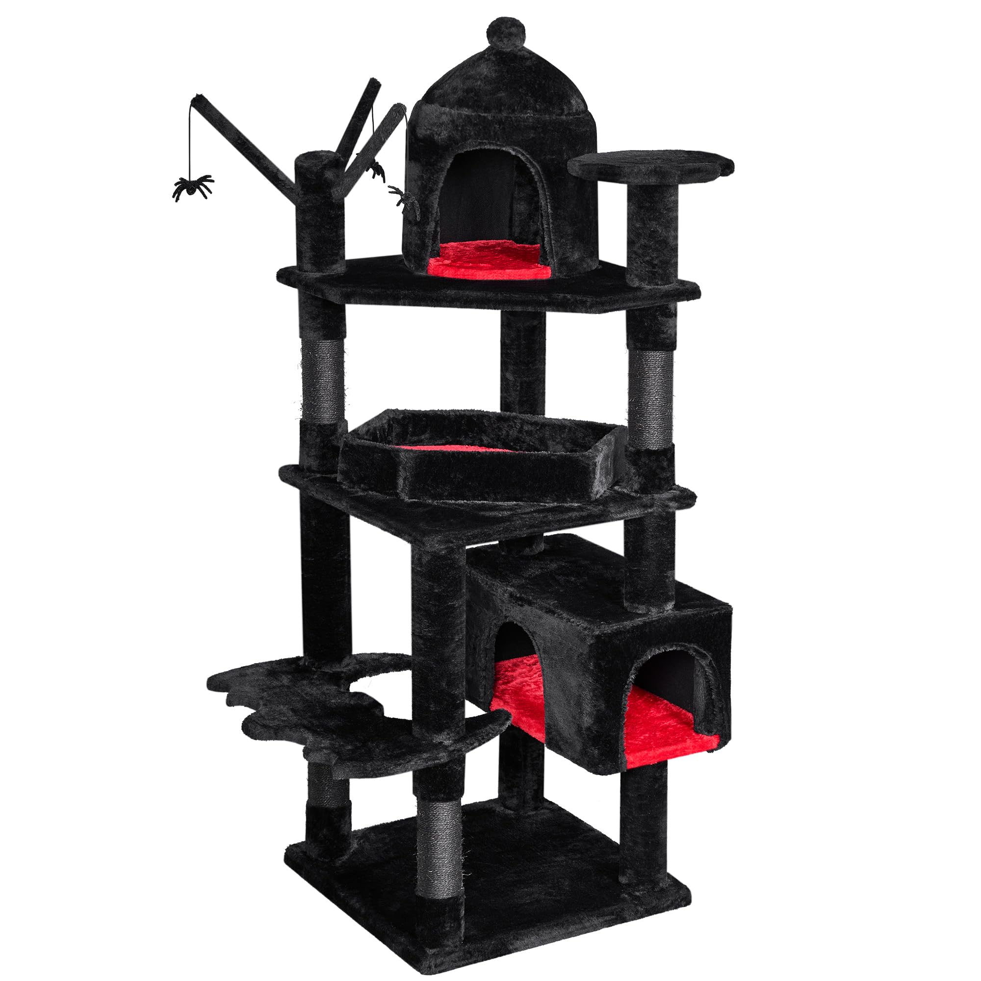 Bewishome Large Gothic Cat Tree With Coffin Bed, 63'' Multi-Level Goth Cat Tree Tower For Large Cats With Cat Condo, Scratching 
