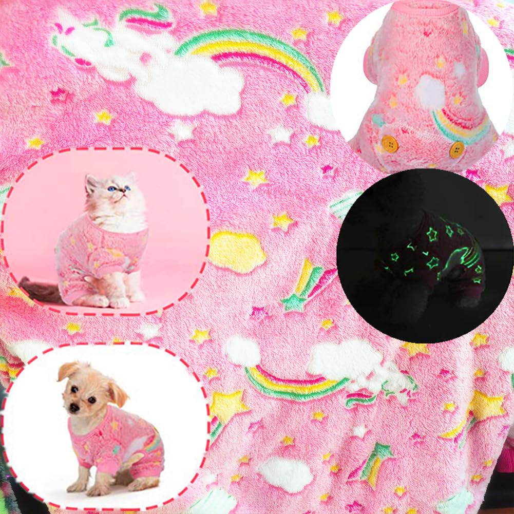Maigllra Plush Dog Pajamas Glow In The Dark Dog Jumpsuit 4 Legged Onesie For Small Medium Large Dog, Grey Moon Xs