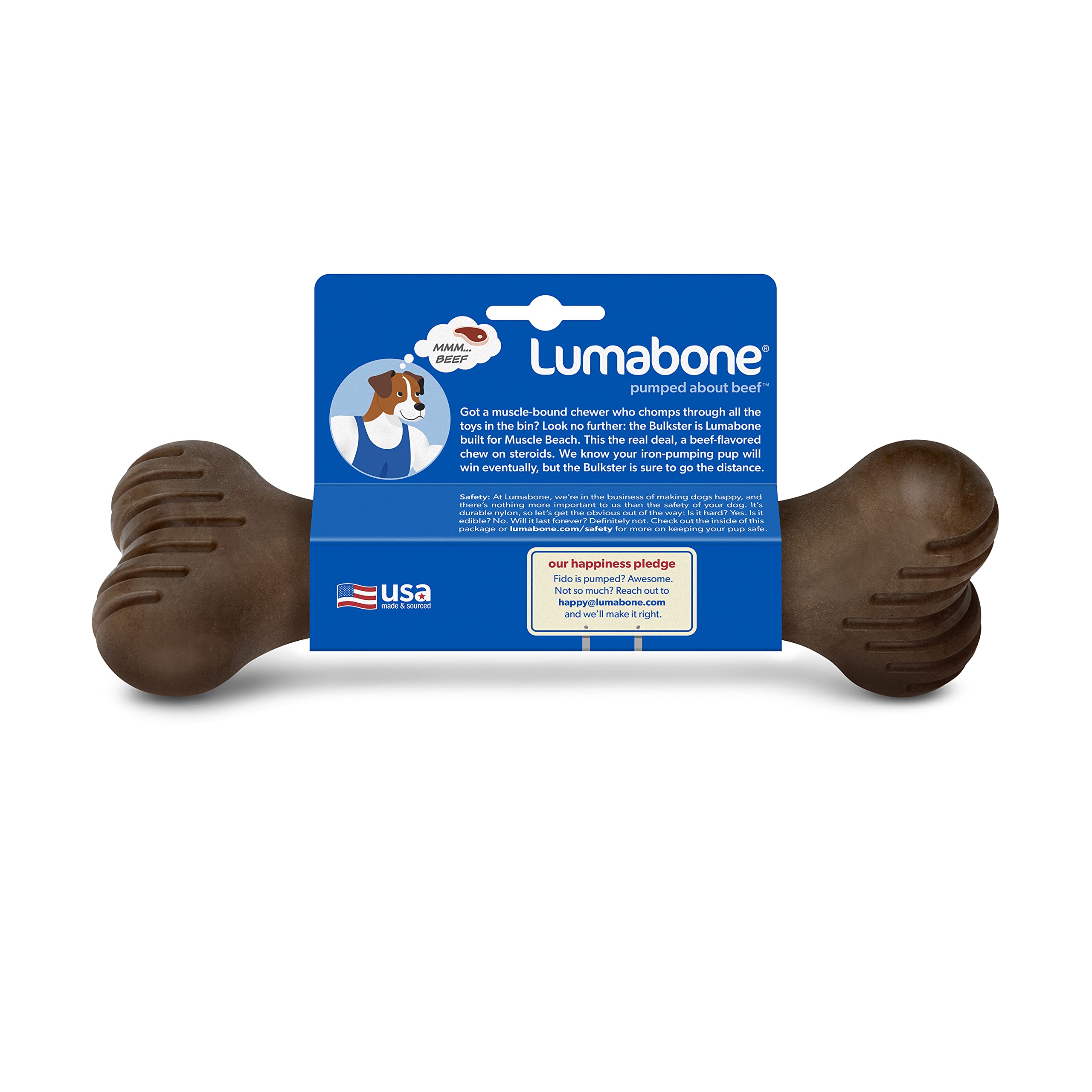 Lumabone Bulkster Durable Chew Toy for Aggressive Chewers, Real Beef, Made in USA, Giant