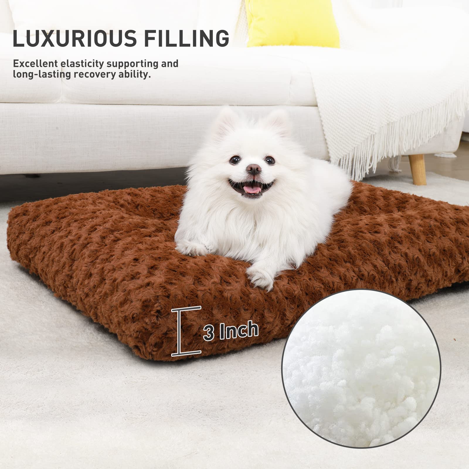 KSIIA Washable Dog Bed Deluxe Plush Dog Crate Beds Comfy Kennel Pad Anti-Slip Pet Sleeping Mat for Large, Jumbo, Medium, Small D